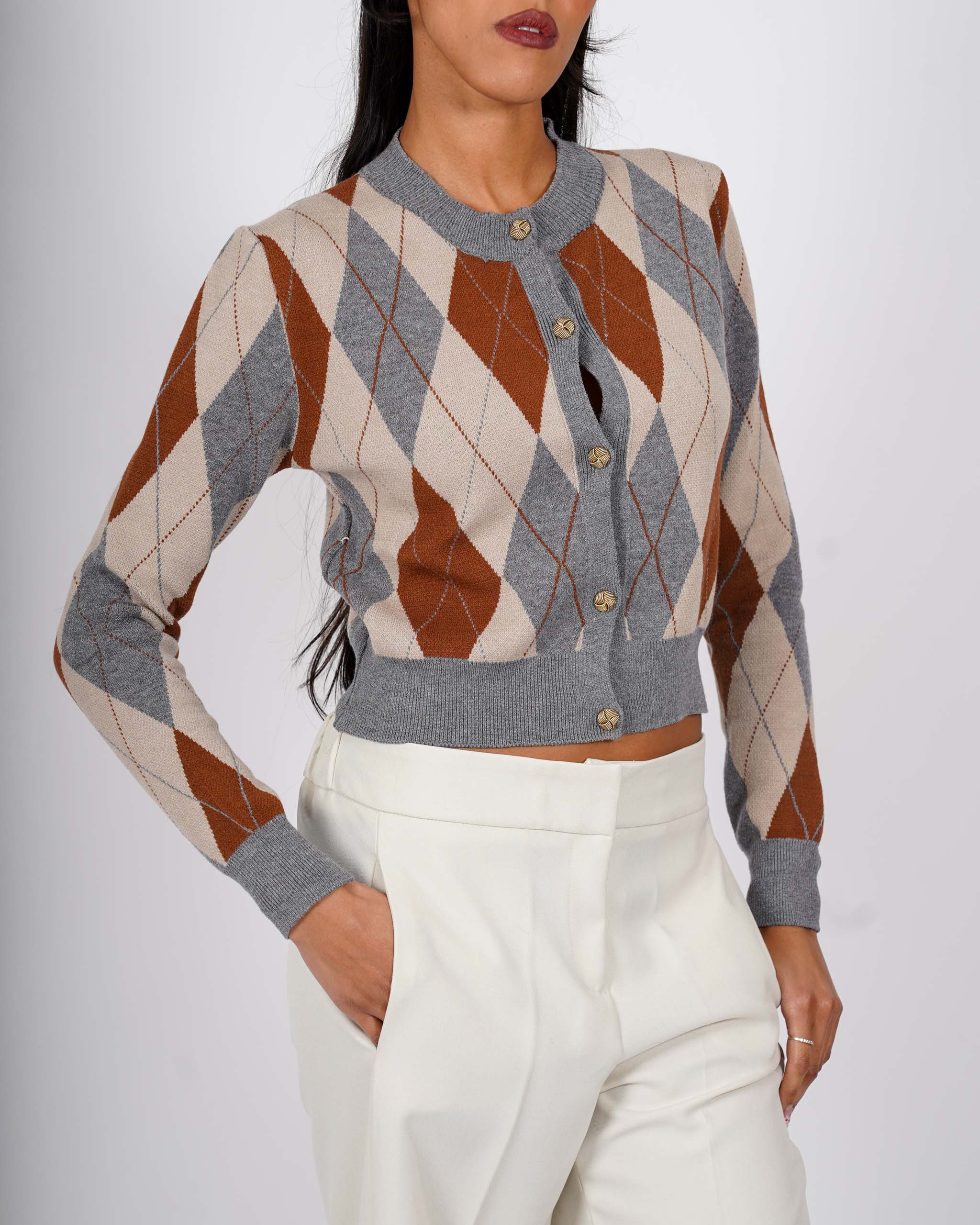 Cardigan con losanghe in mano viscosa - Isterica