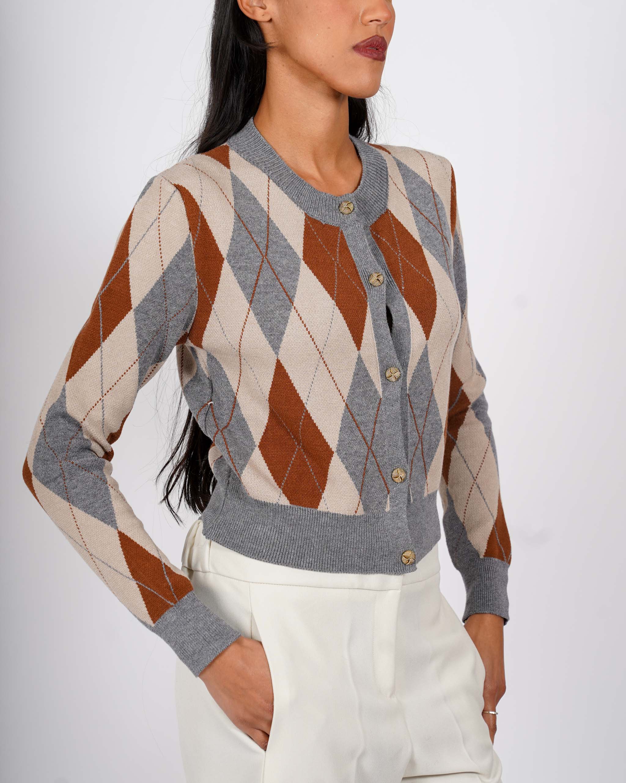 Cardigan con losanghe in mano viscosa - Isterica