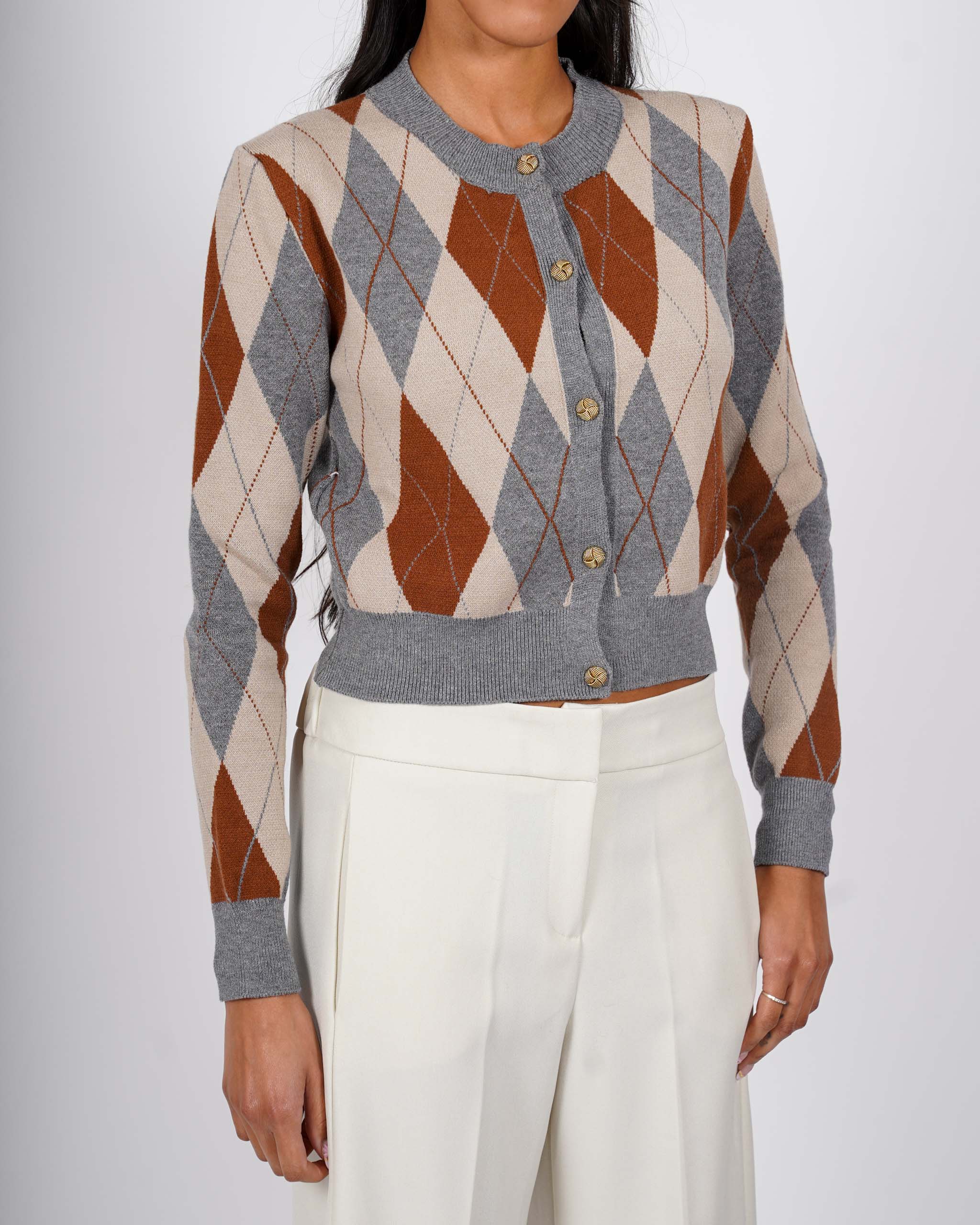 Cardigan con losanghe in mano viscosa - Isterica