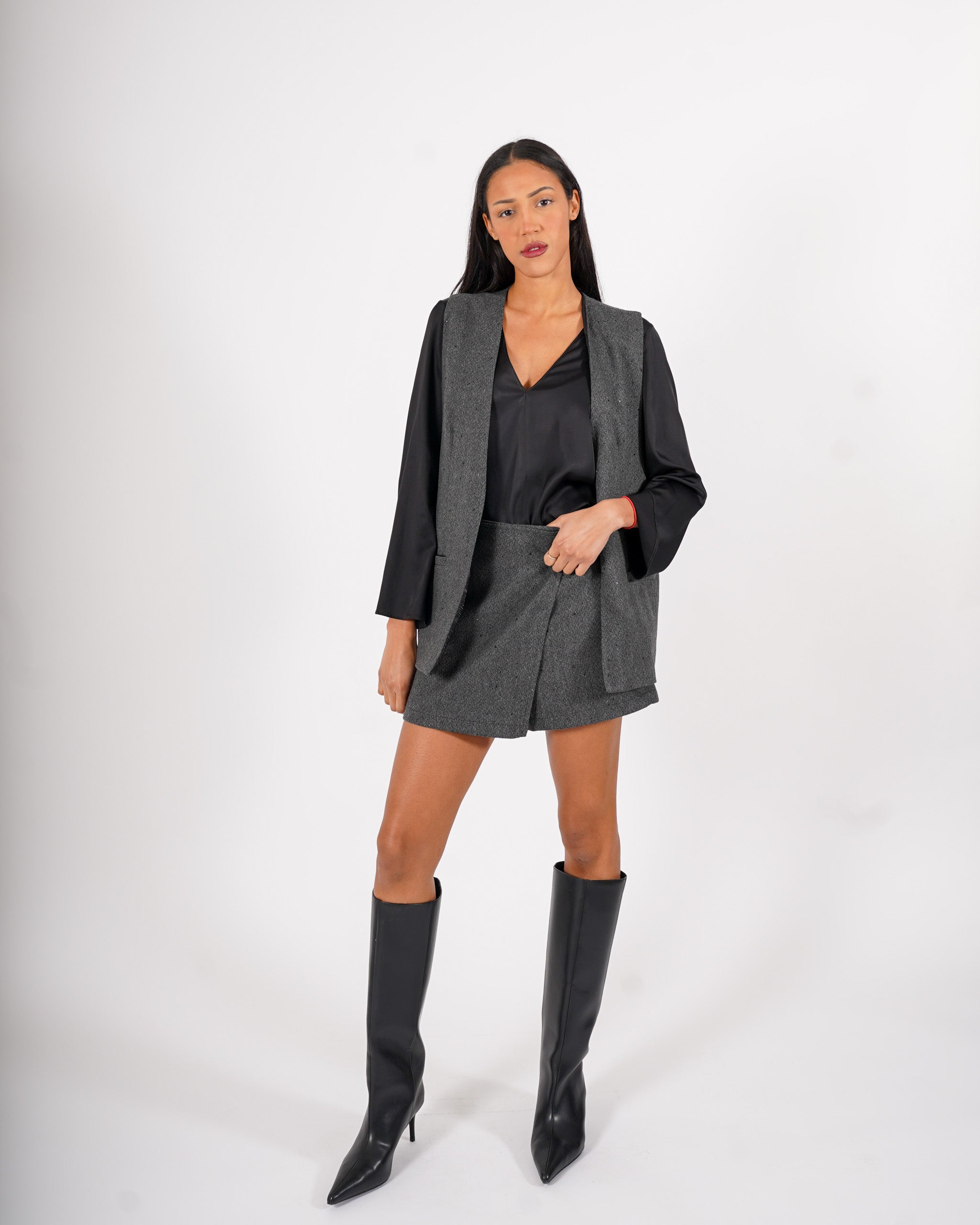 Gonna shorts in tessuto spigato e applicazioni - Beyonce