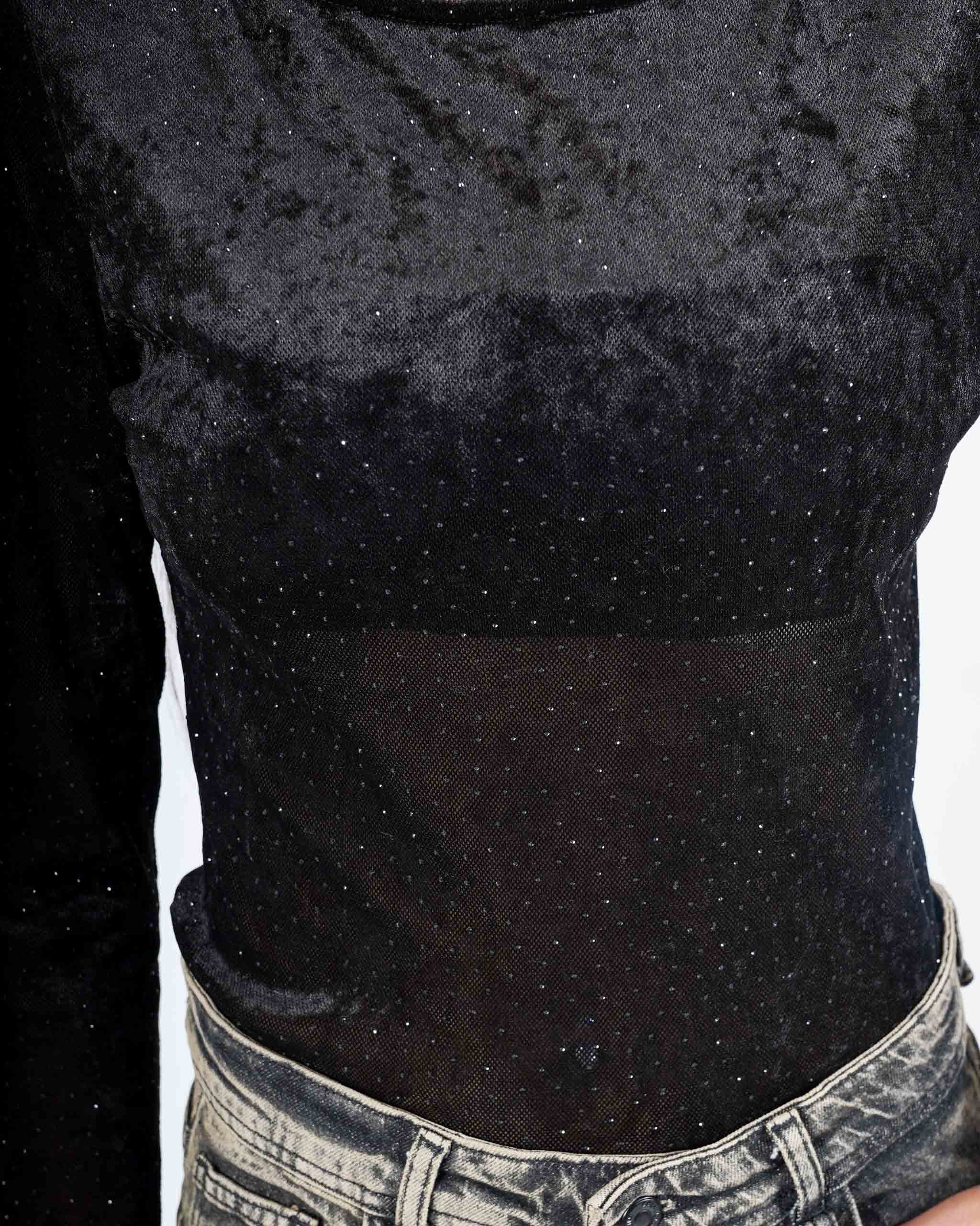 Maglia girocollo in rete con applicazioni - Vienna