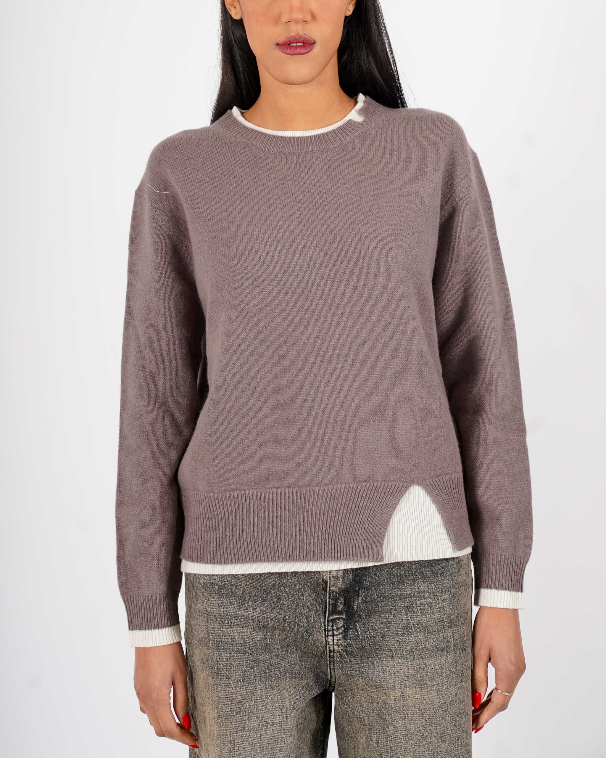 Maglia girocollo con dettaglio sul collo e fondo - Tiepida