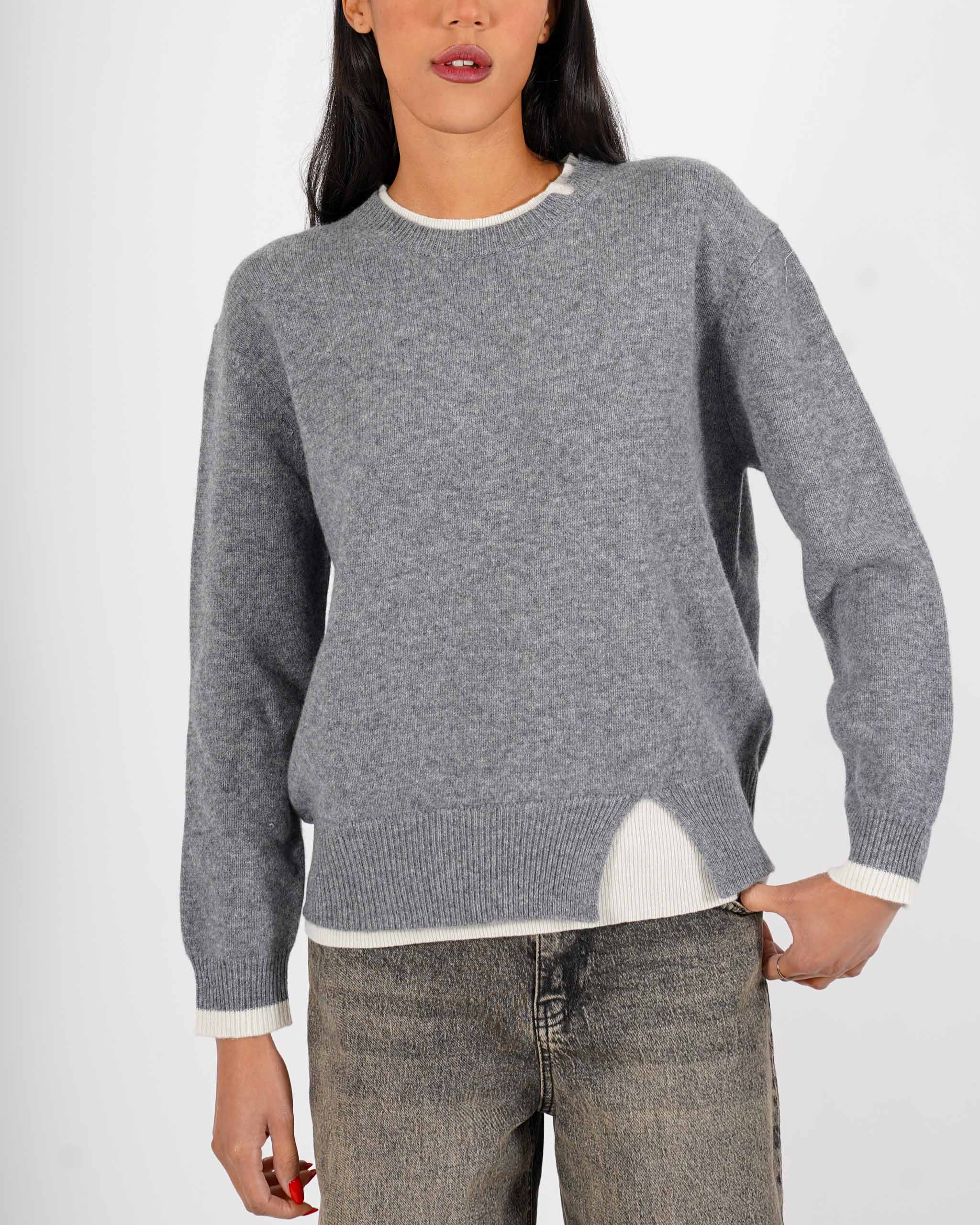 Maglia girocollo con dettaglio sul collo e fondo - Tiepida