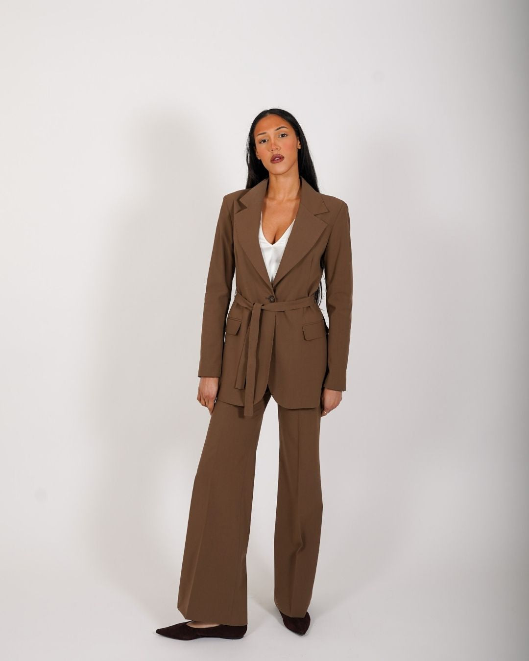 Giacca monopetto con cintura in vita - Serena