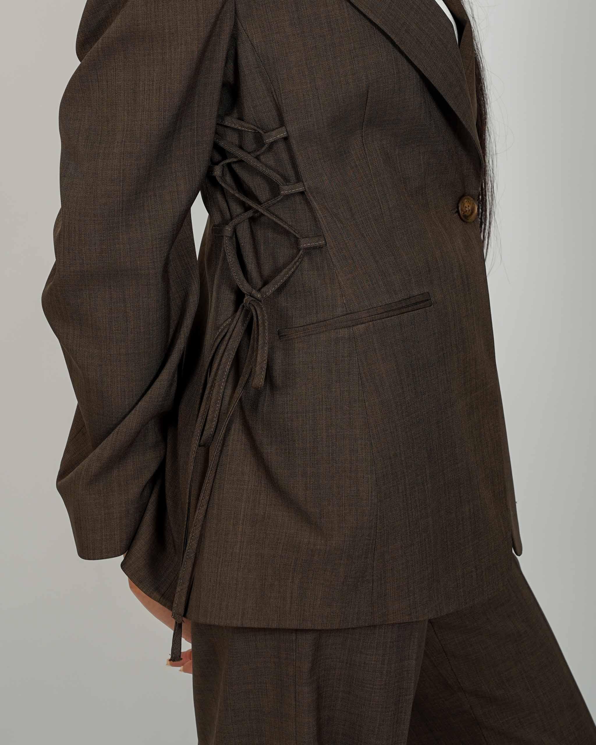 Giacca monopetto con stringhe laterali - Letale