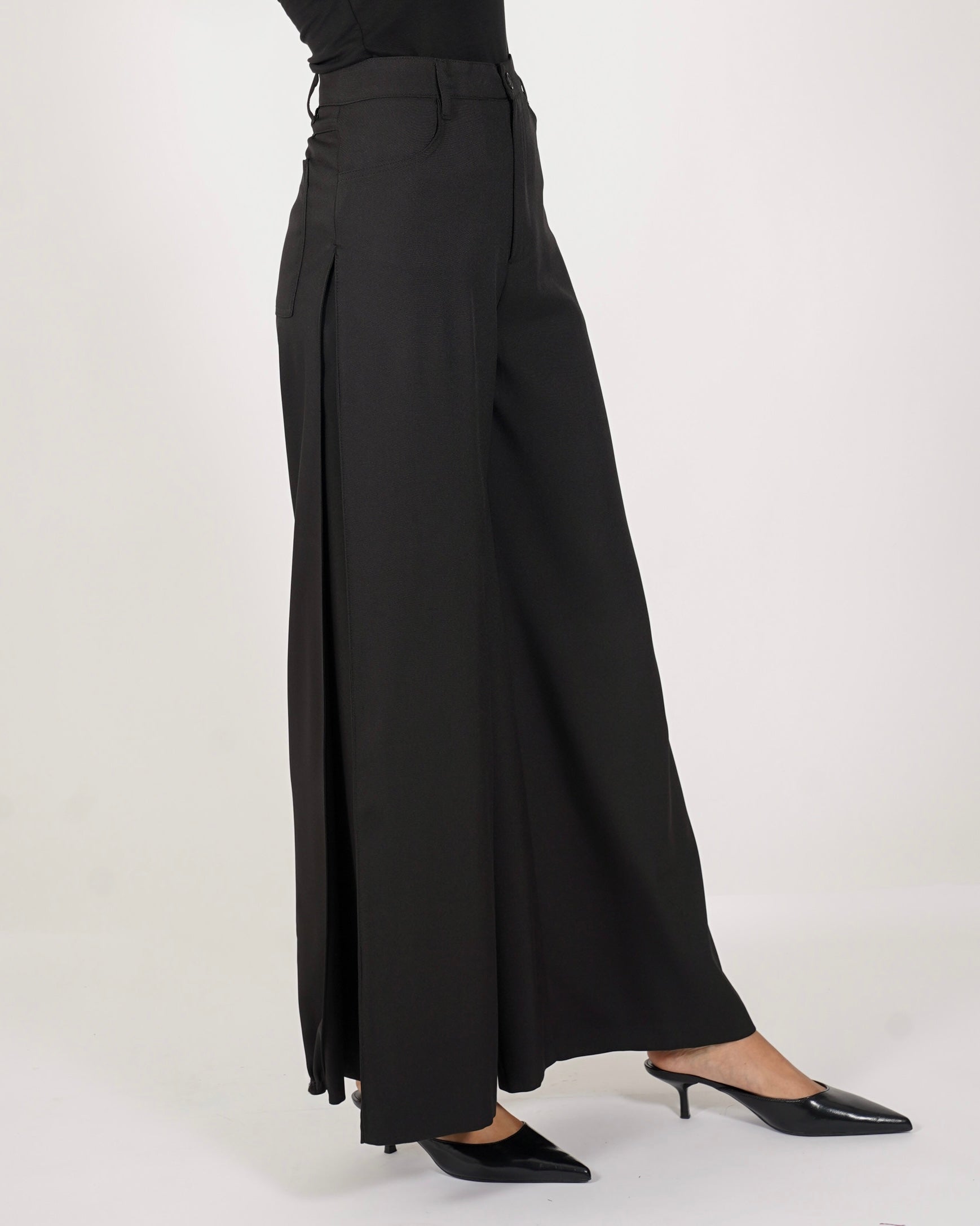 Pantaloni palazzo vita alta gamba larga in ecofibra - Numerica