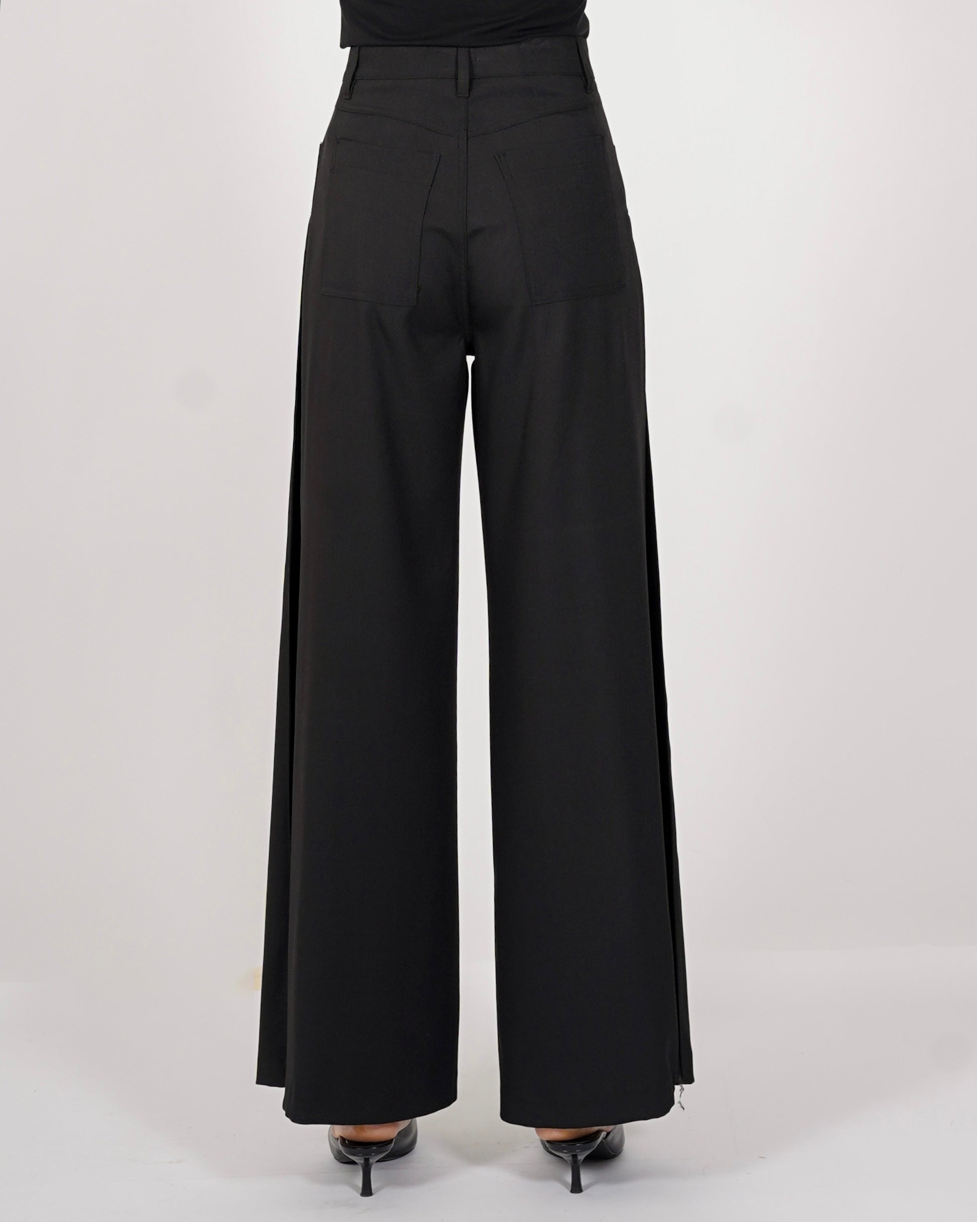 Pantaloni palazzo vita alta gamba larga in ecofibra - Numerica