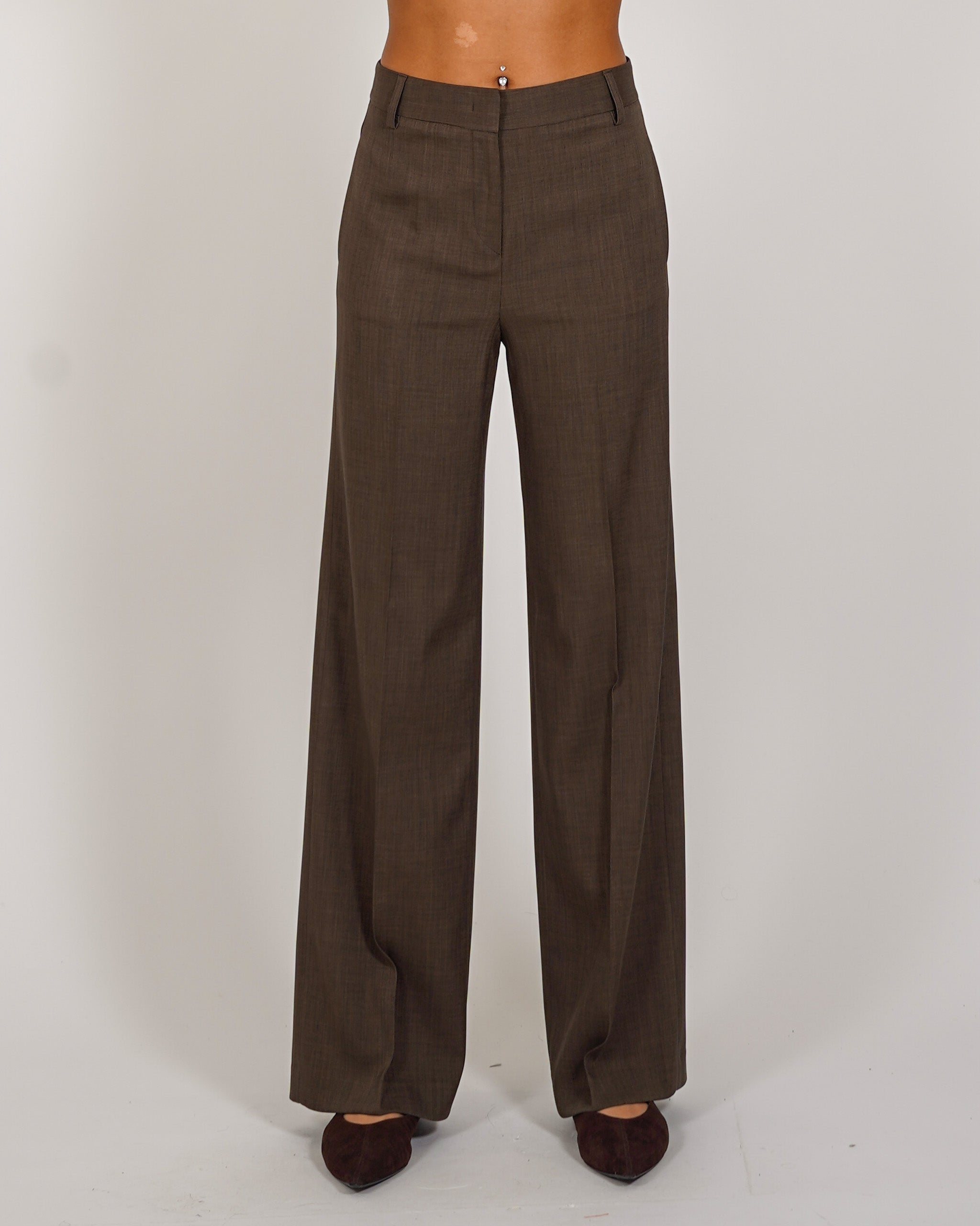 Pantaloni palazzo a vita alta in ecofibra – Giovanna