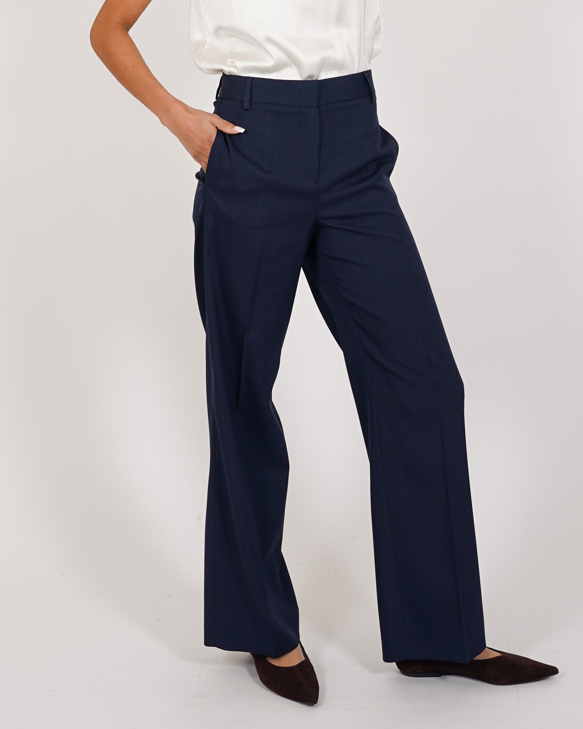 Pantaloni palazzo a vita alta in ecofibra – Giovanna