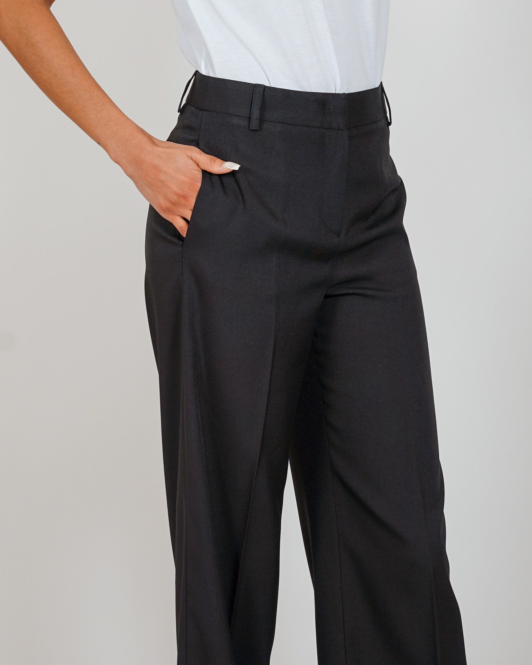 Pantaloni palazzo a vita alta in ecofibra – Giovanna