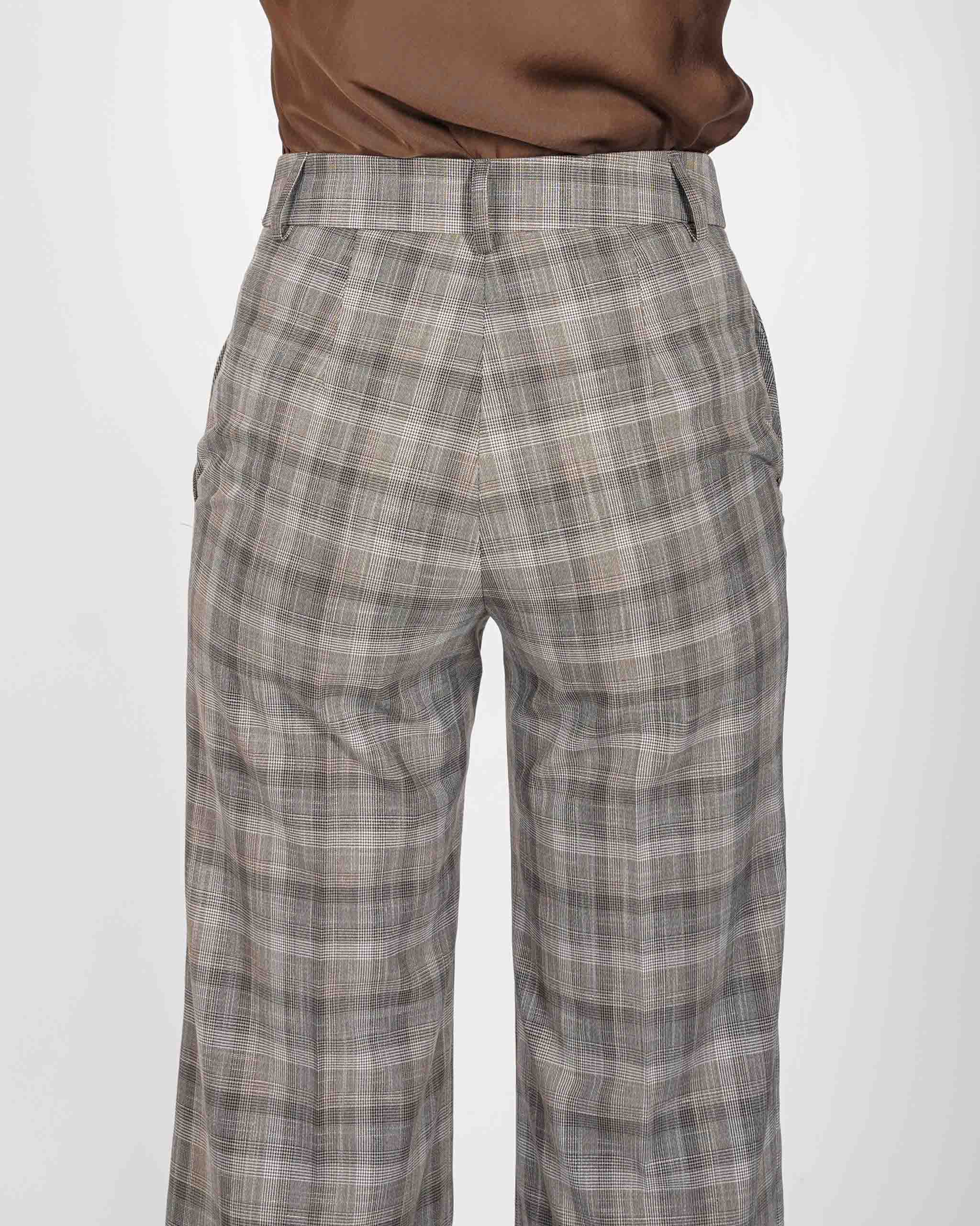 Pantaloni palazzo vita alta stampa check - Roberts