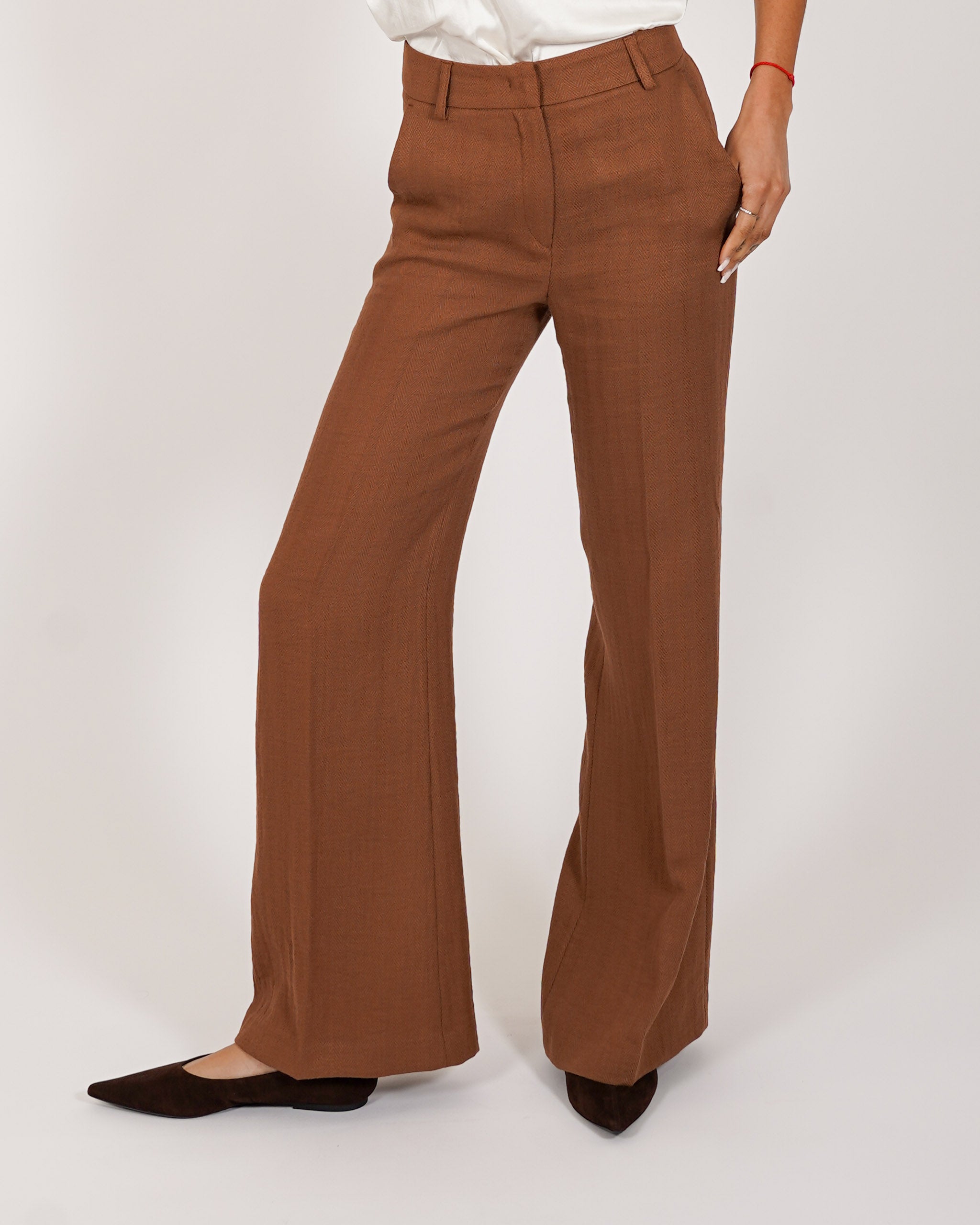 Pantaloni palazzo vita alta in mano lino - Roberts