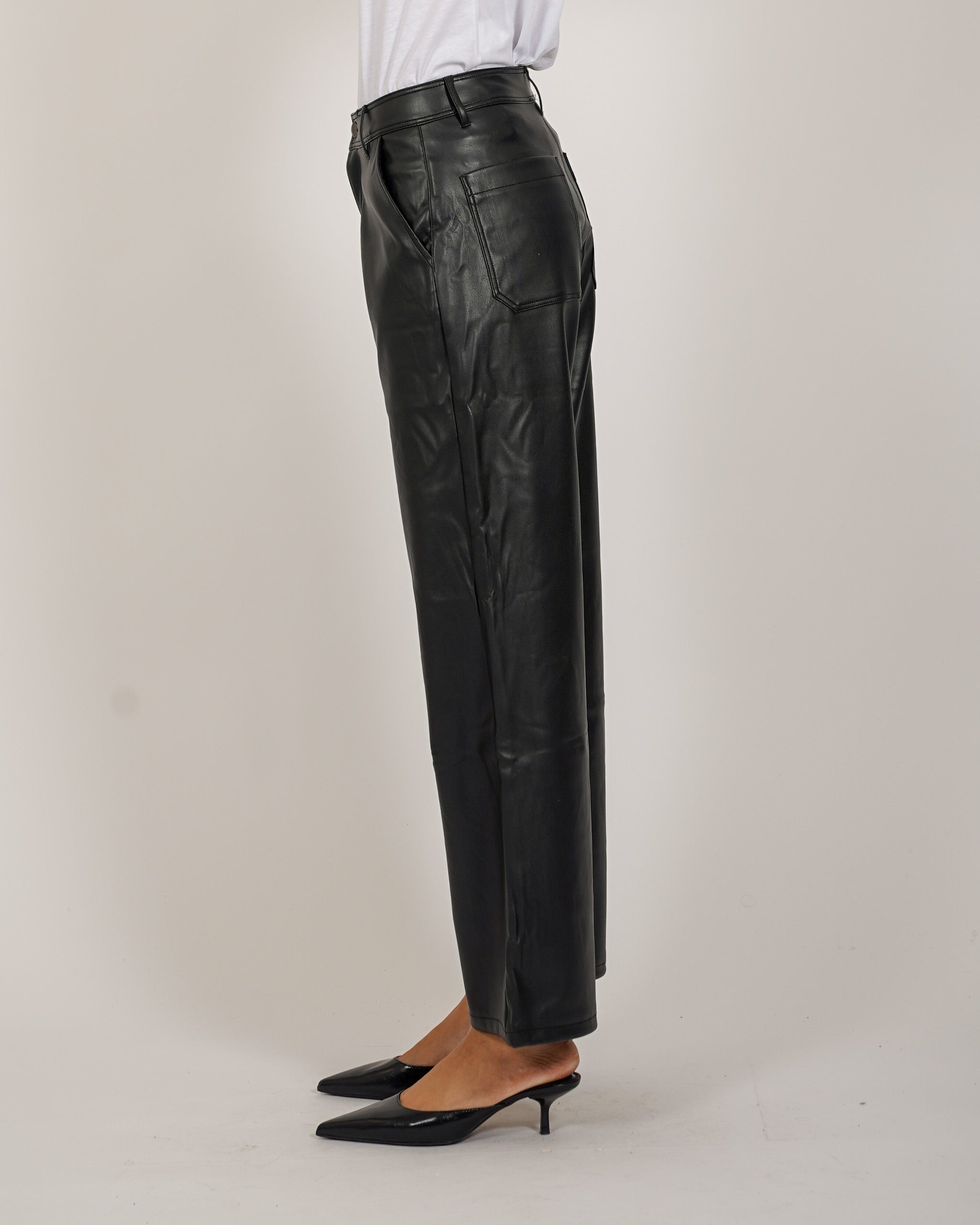 Pantaloni regular fit in ecopelle - Ethel