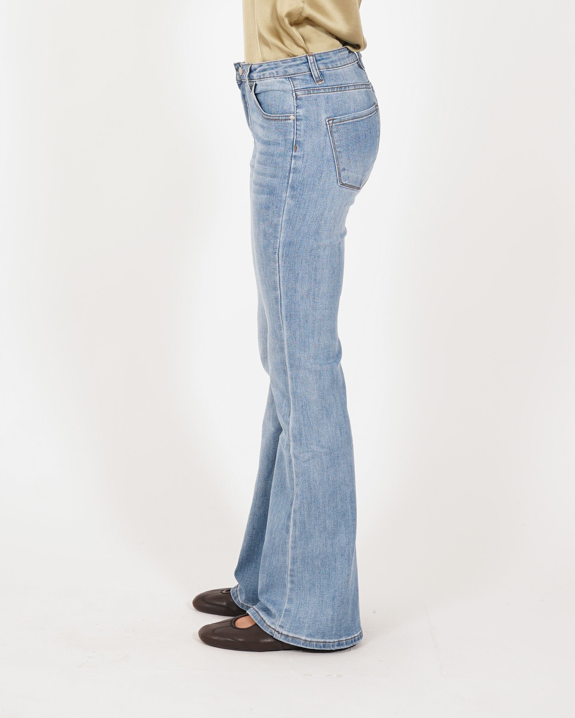Jeans stretch gamba larga con vita regolare - Wilma