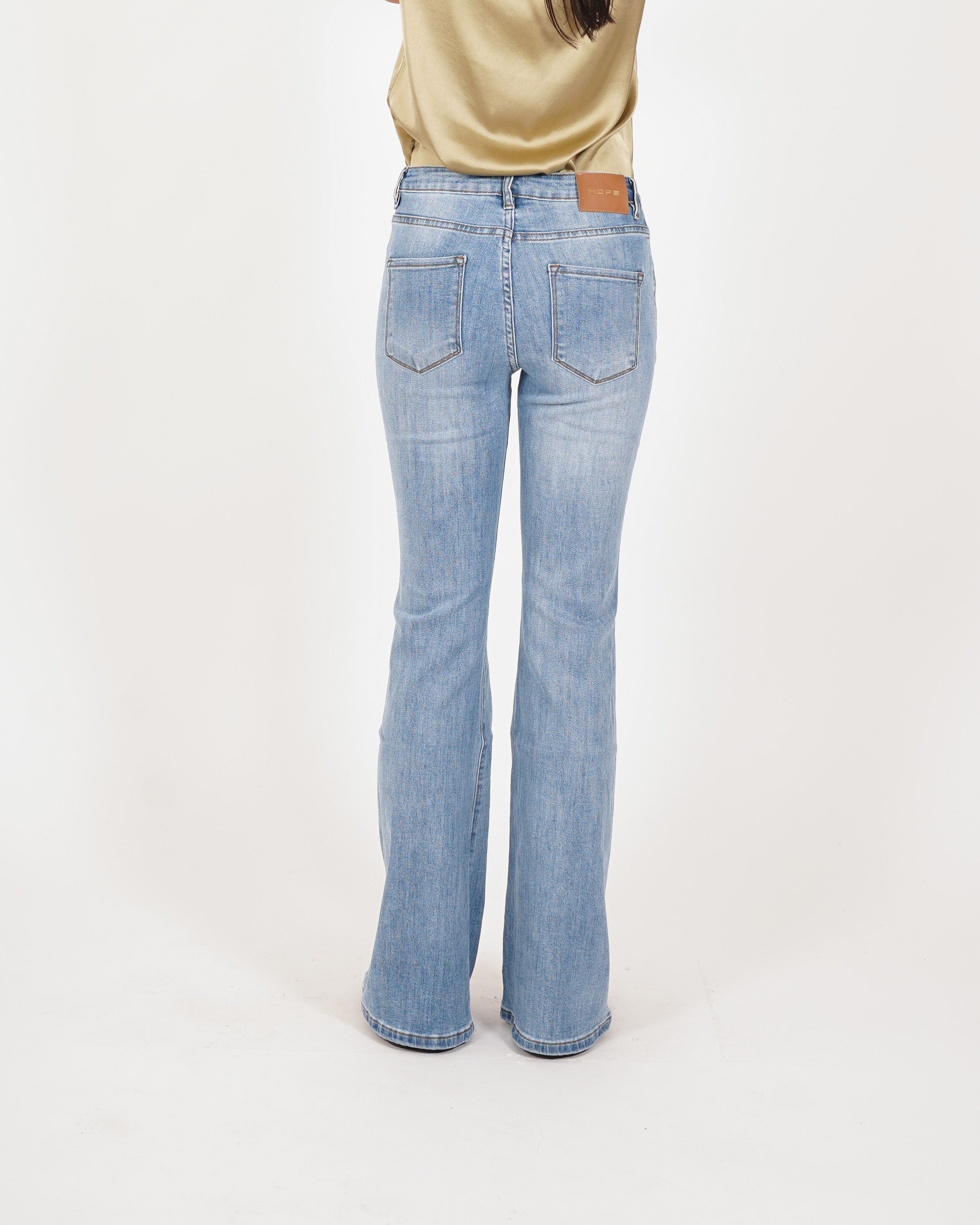 Jeans stretch gamba larga con vita regolare - Wilma