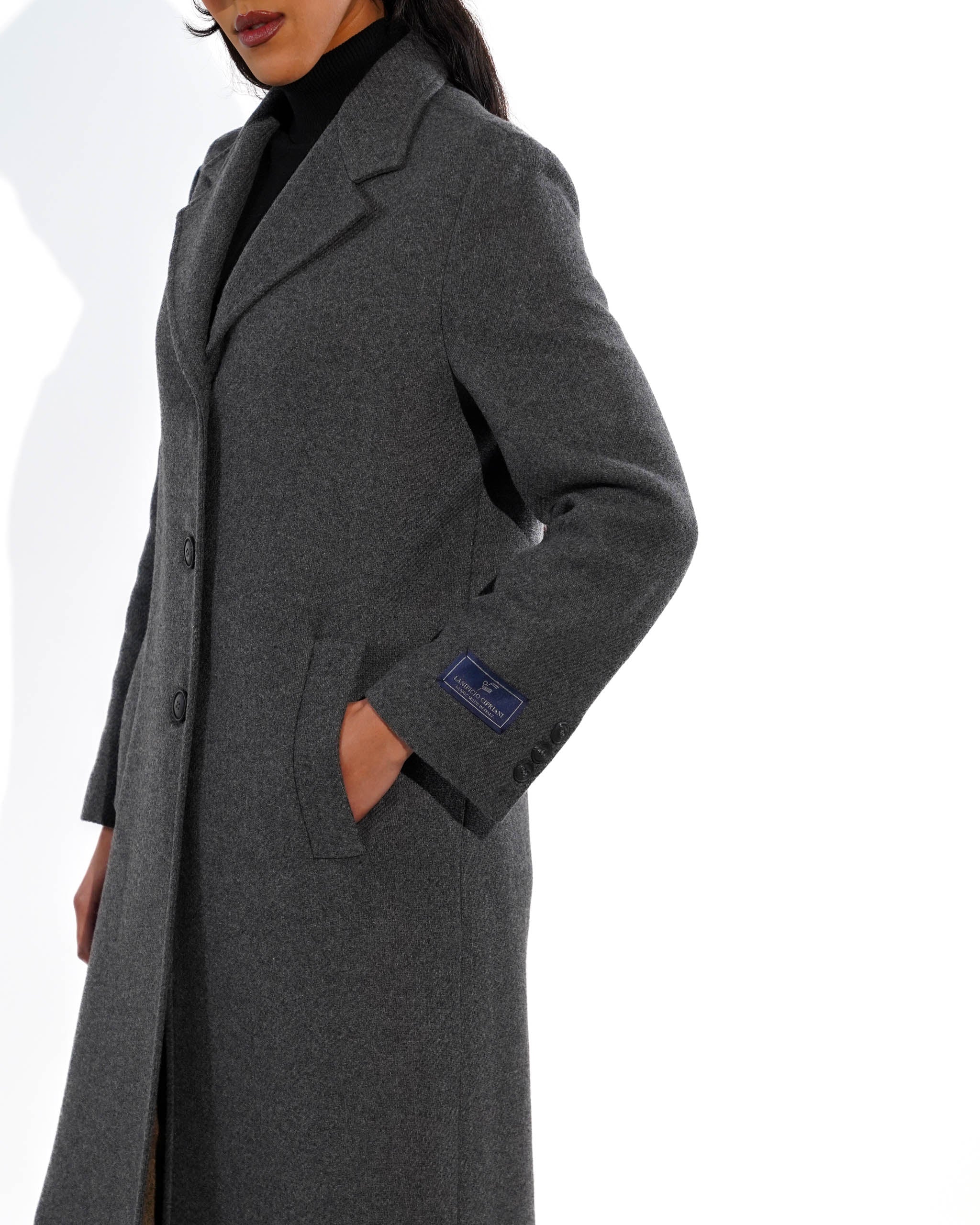 Cappotto lungo monopetto in mano lana - Airone