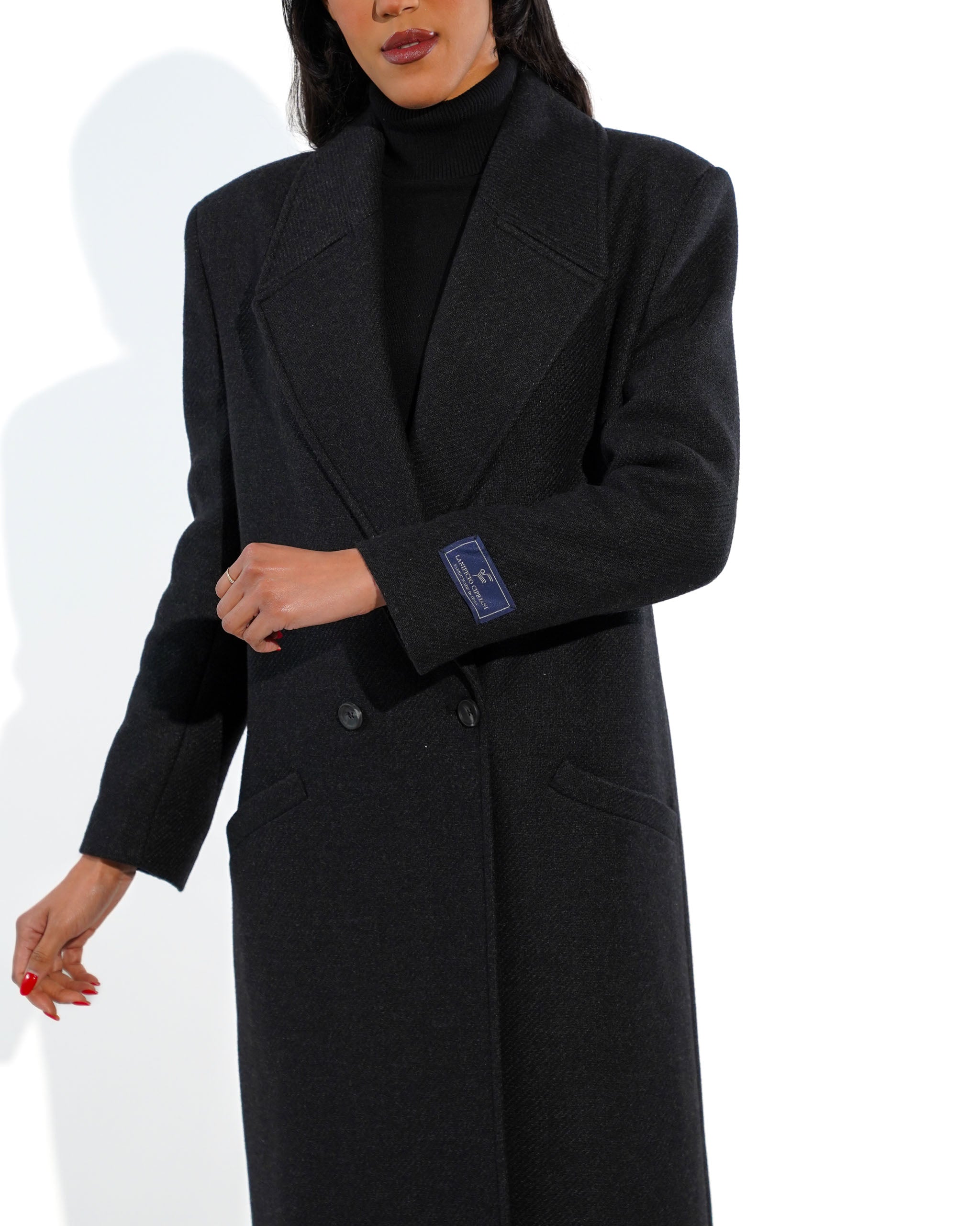 Cappotto lungo doppio petto over in misto lana - Gabriel