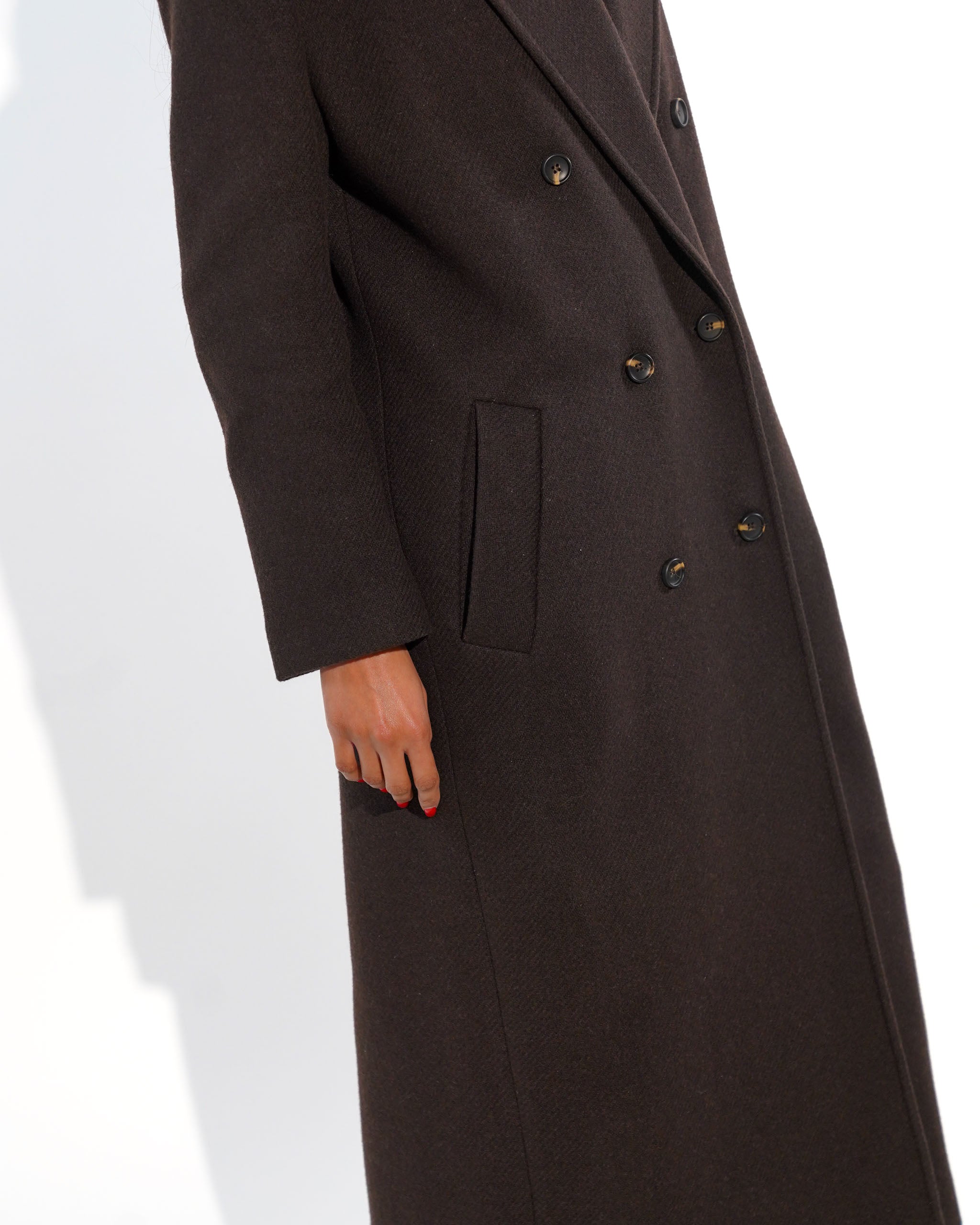 Cappotto lungo doppio petto in misto lana - Antonia