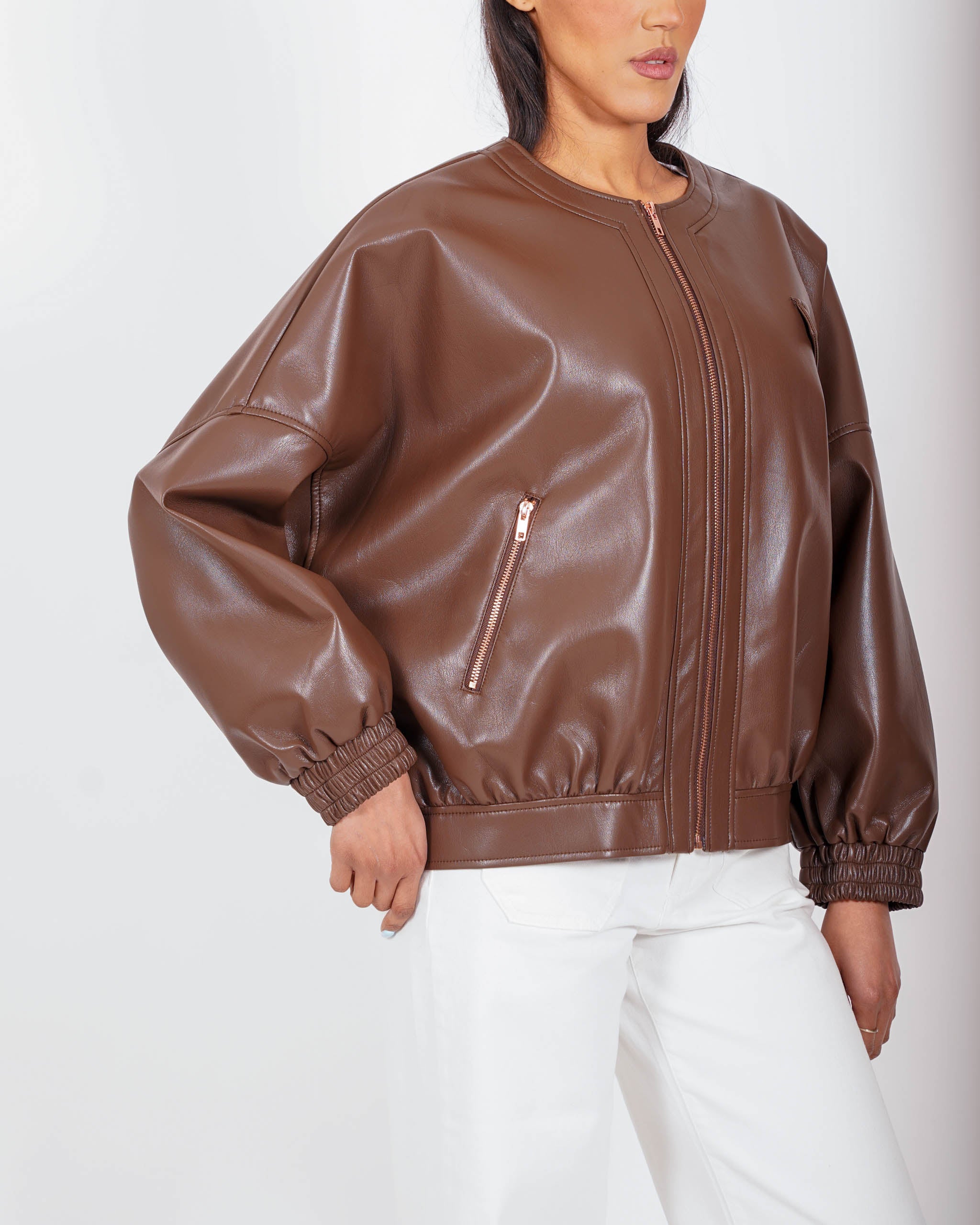 Bomber collo coreano in ecopelle - Swift