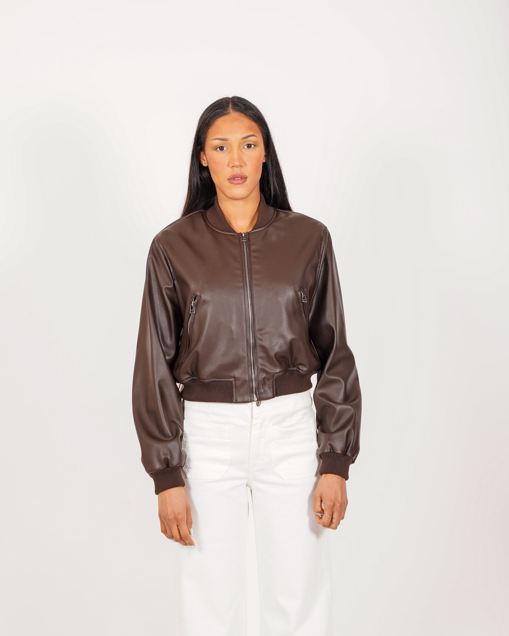 Bomber slim fit in ecopelle - Carly