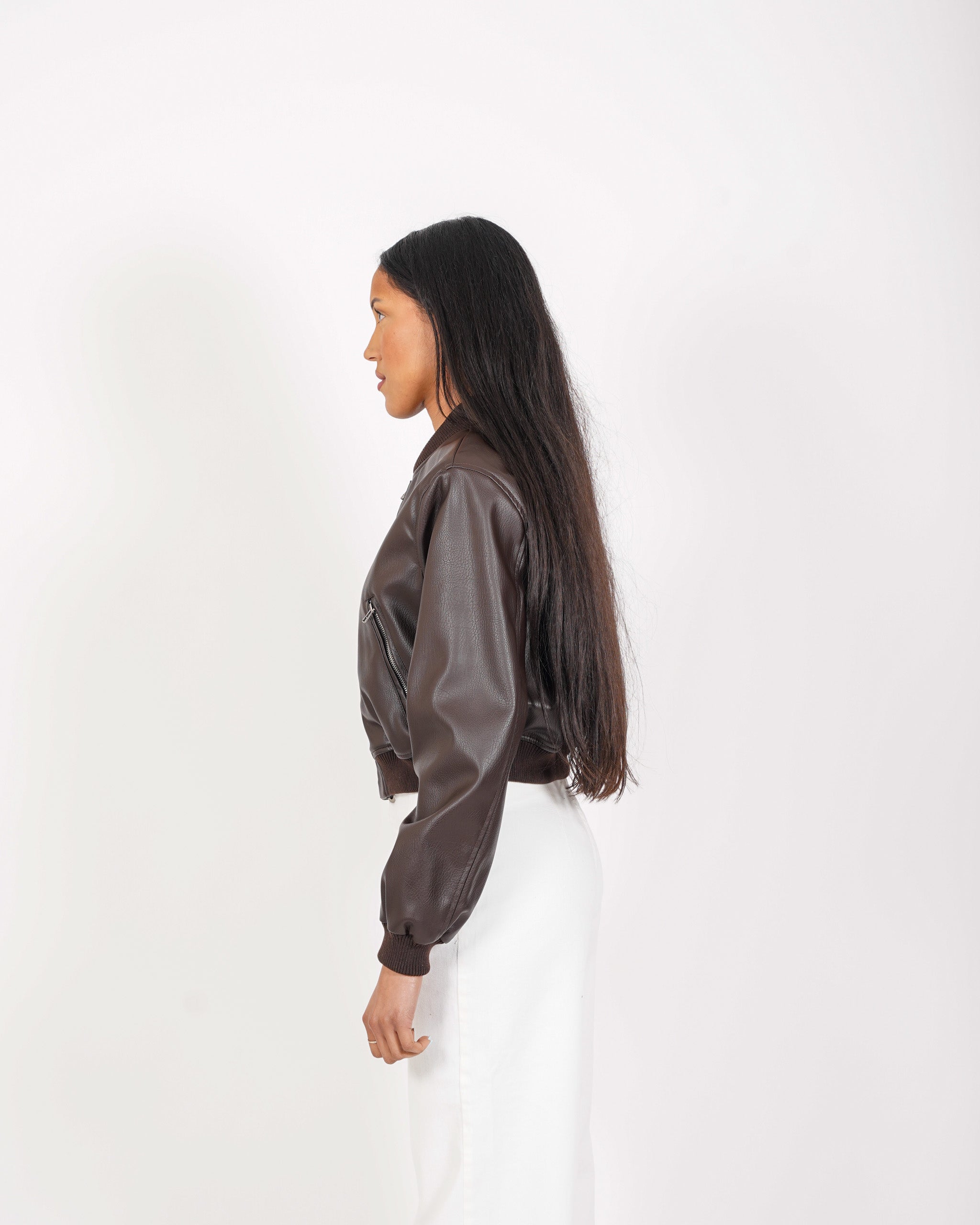 Bomber slim fit in ecopelle - Carly