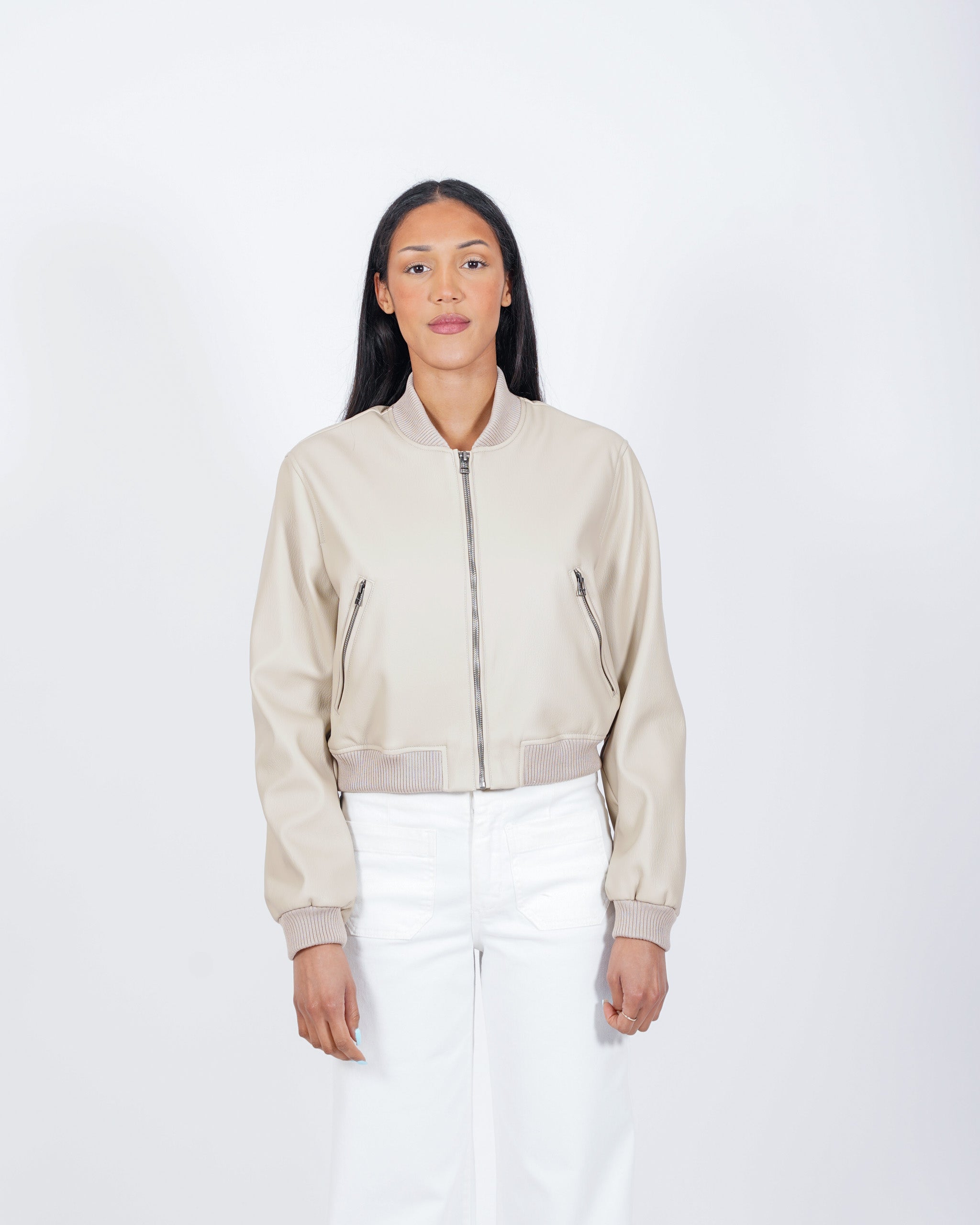 Bomber slim fit in ecopelle - Carly