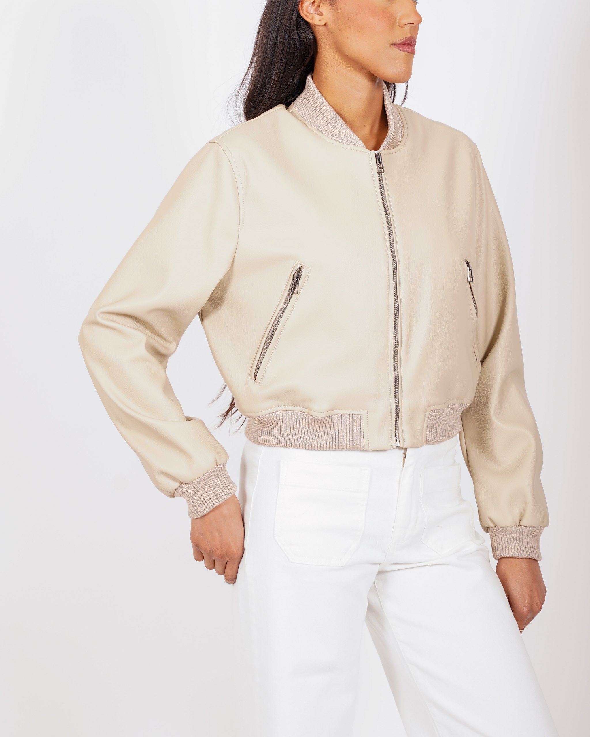 Bomber slim fit in ecopelle - Carly