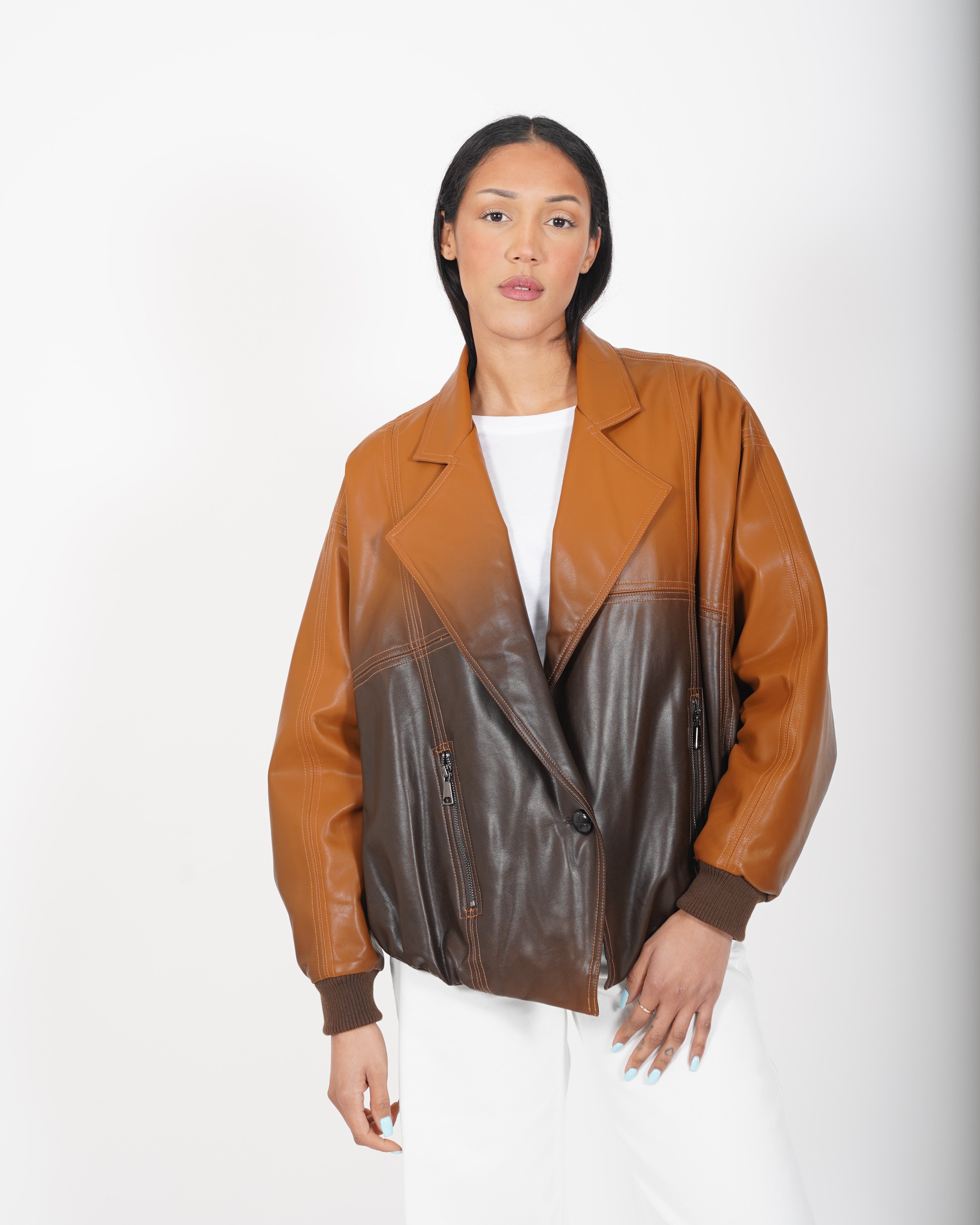 Bomber over bicolor in ecopelle - Aretha