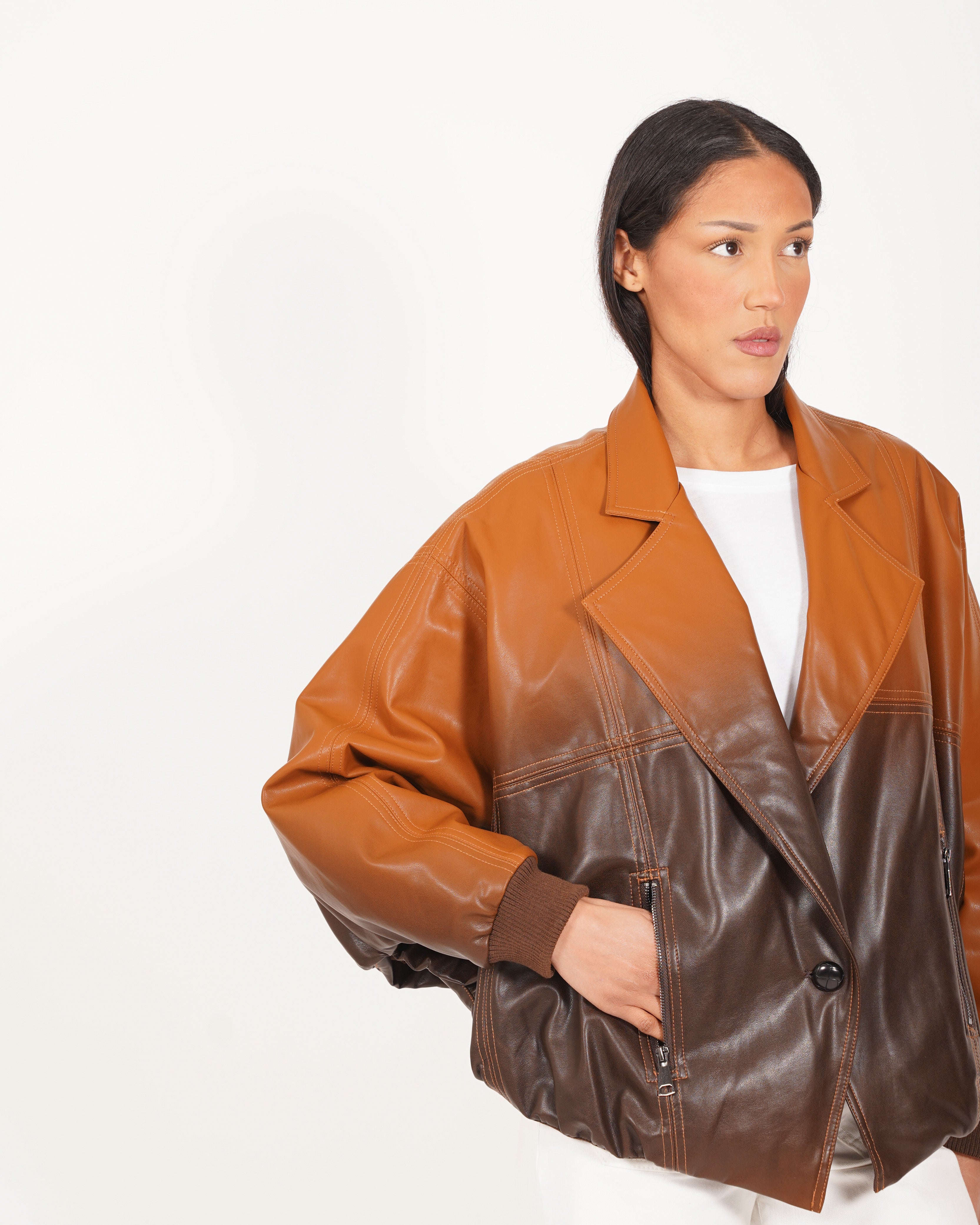 Bomber over bicolor in ecopelle - Aretha