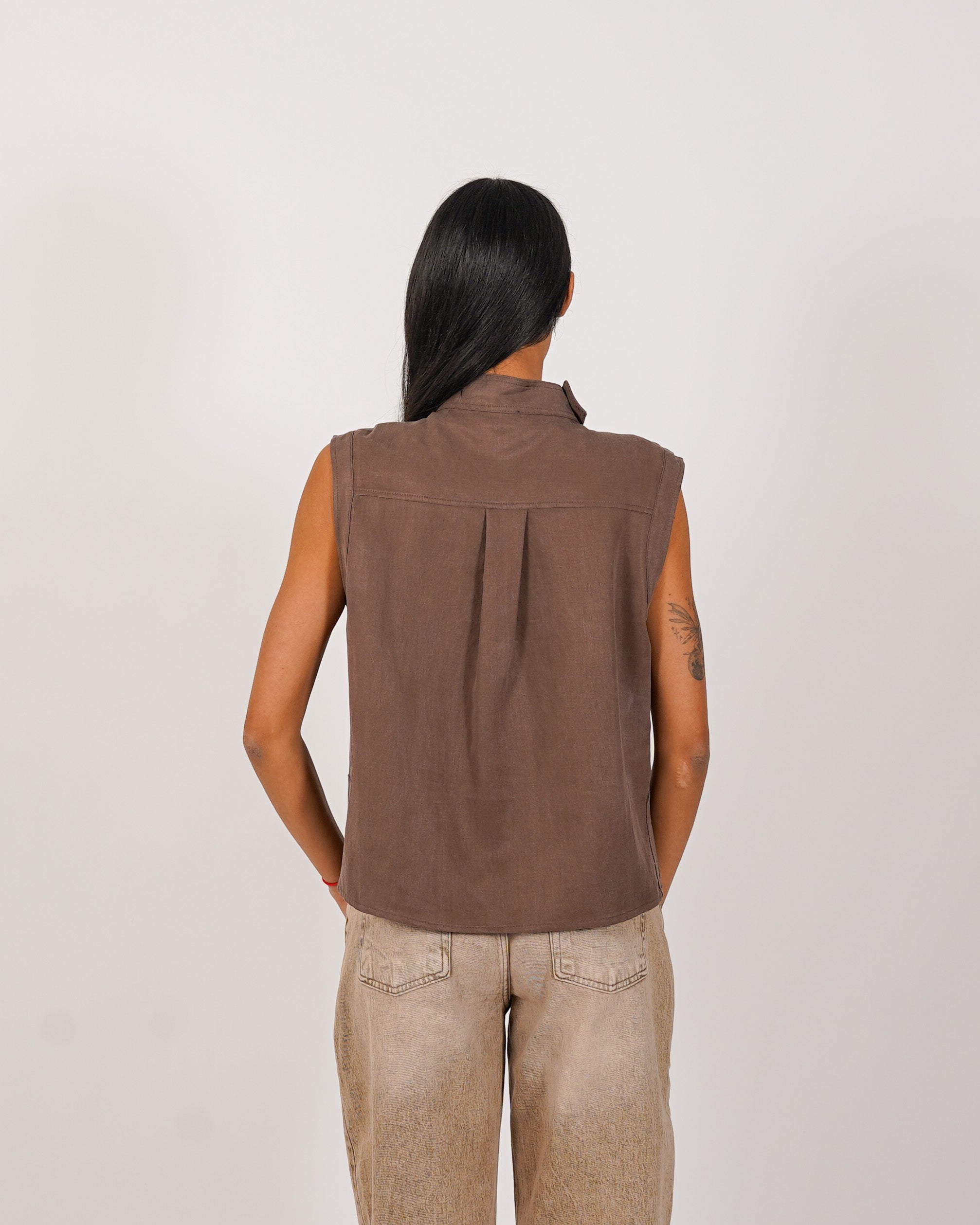 Blusa smanicata in tessuto fluido - Debbie