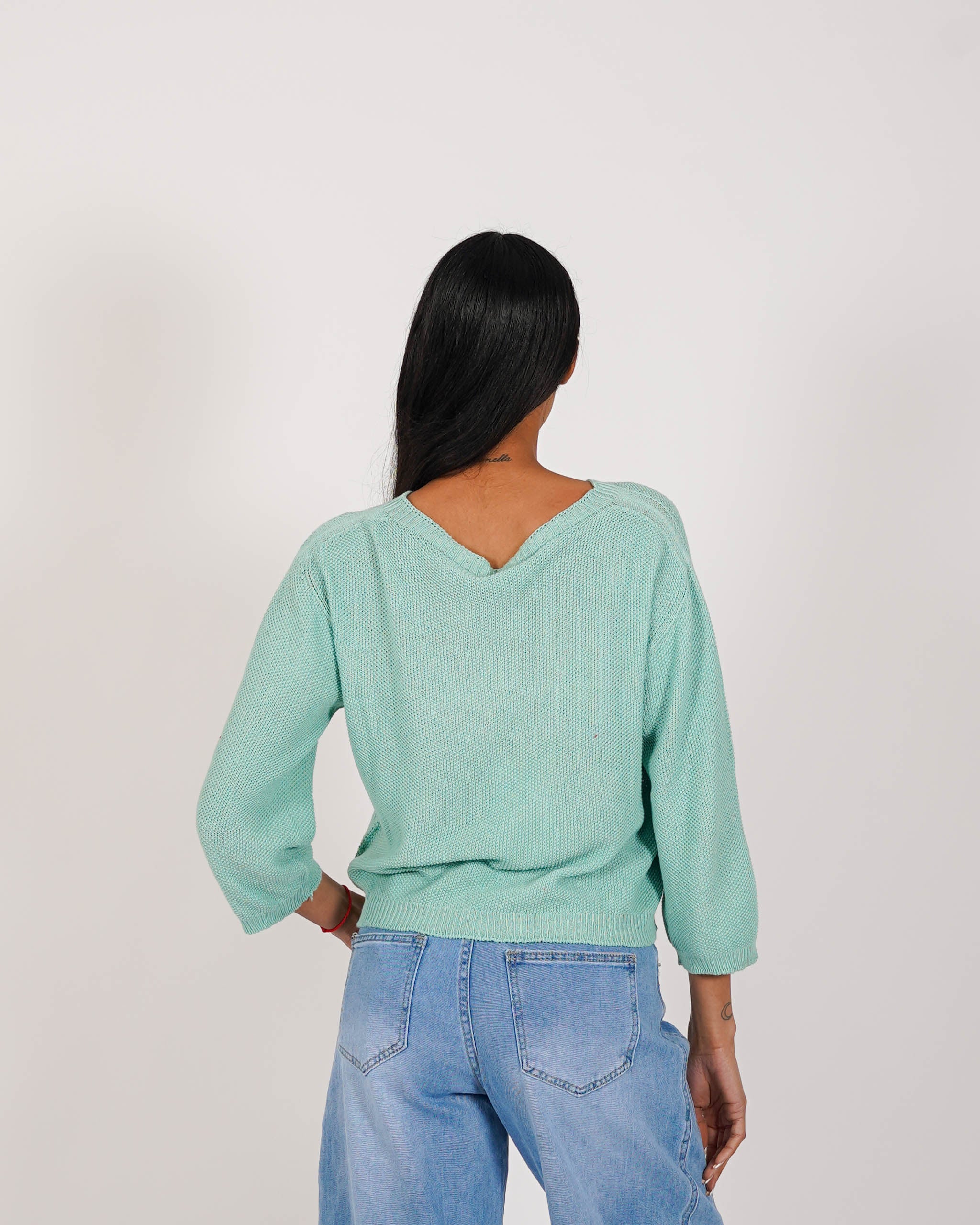 Maglia girocollo in trama punto riso - Petronia