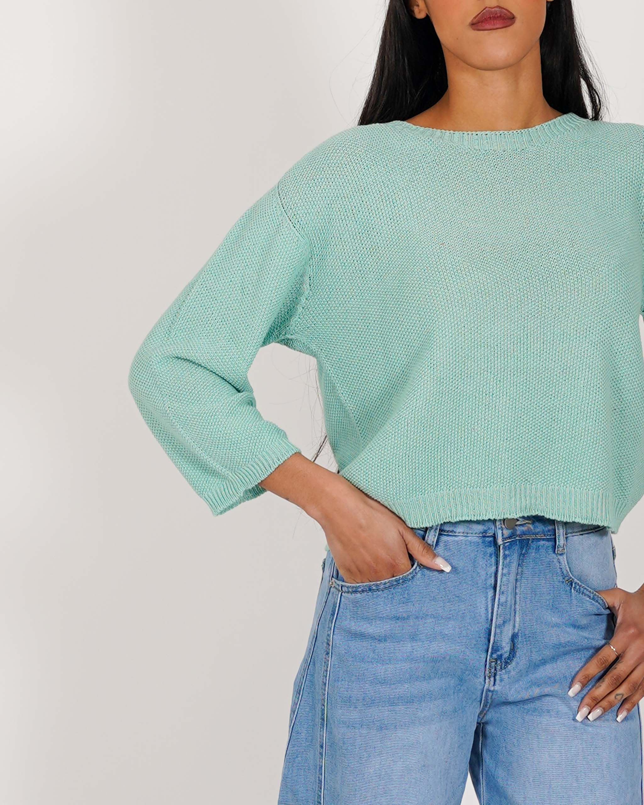 Maglia girocollo in trama punto riso - Petronia