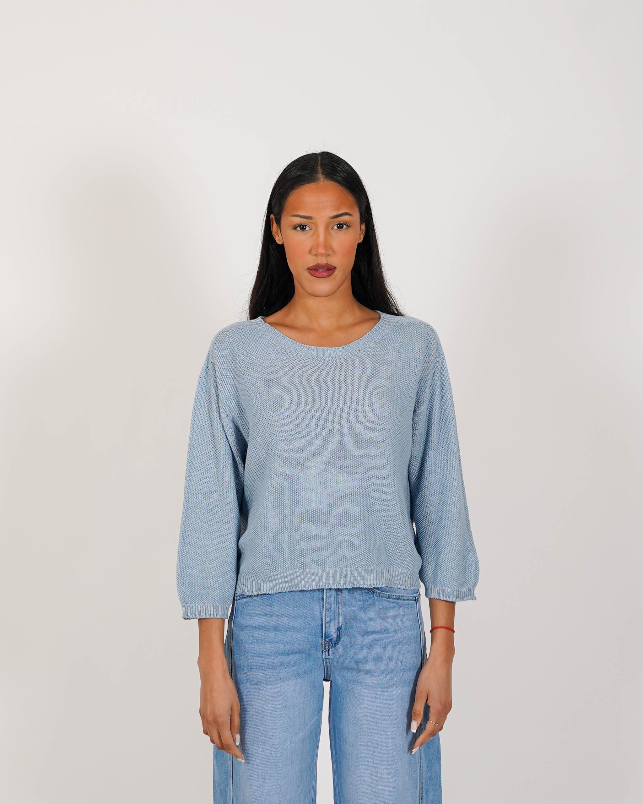 Maglia girocollo in trama punto riso - Petronia