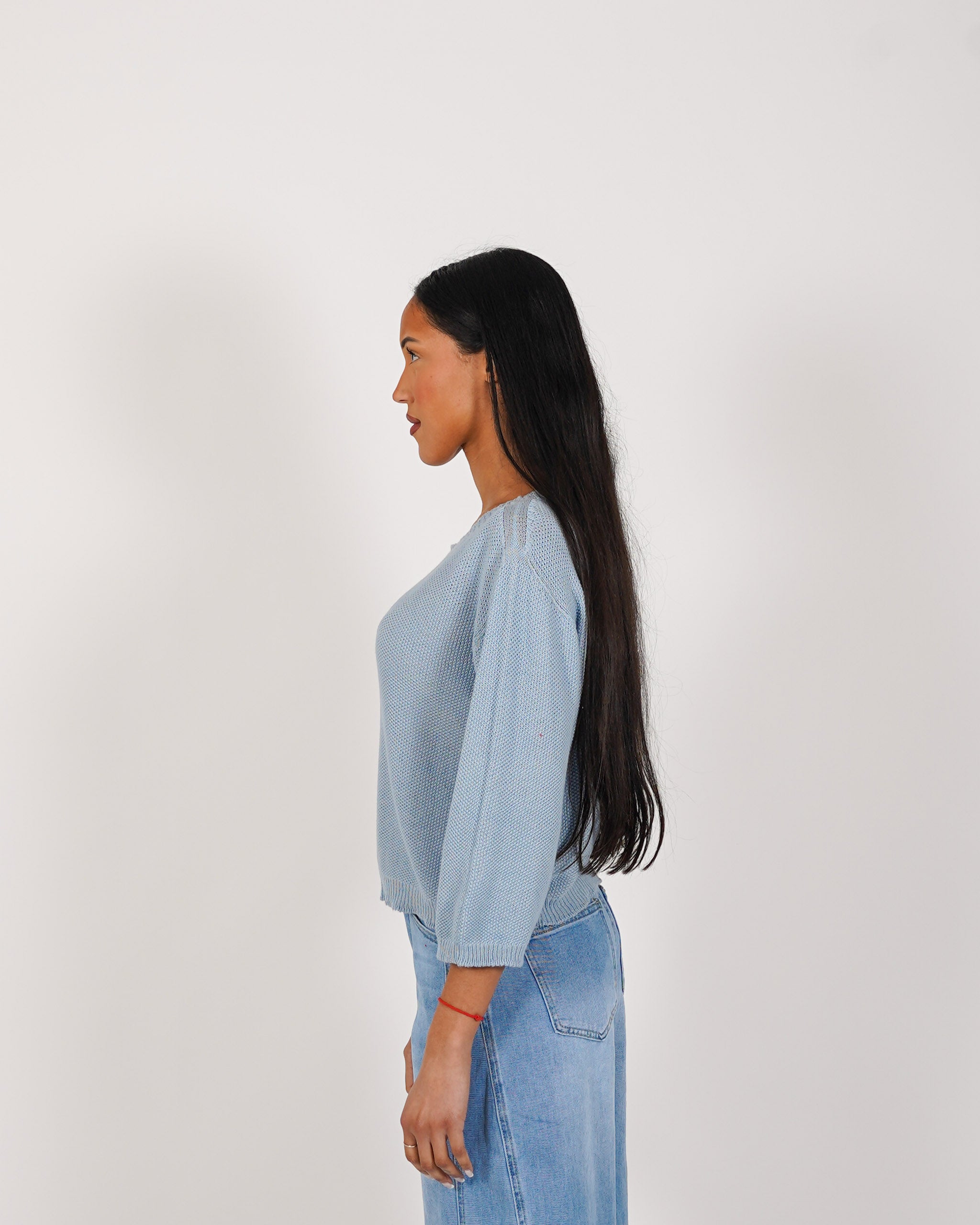 Maglia girocollo in trama punto riso - Petronia