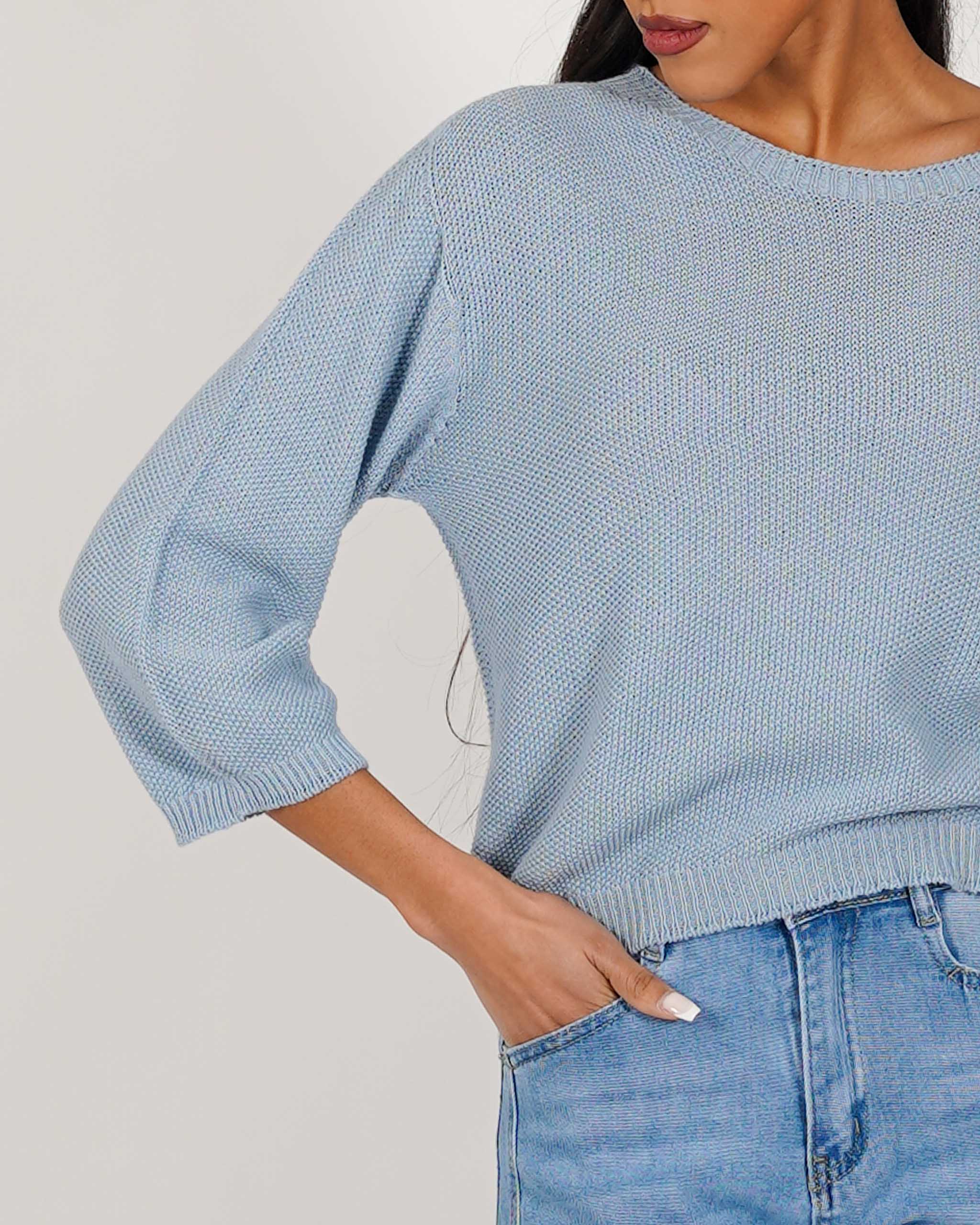 Maglia girocollo in trama punto riso - Petronia