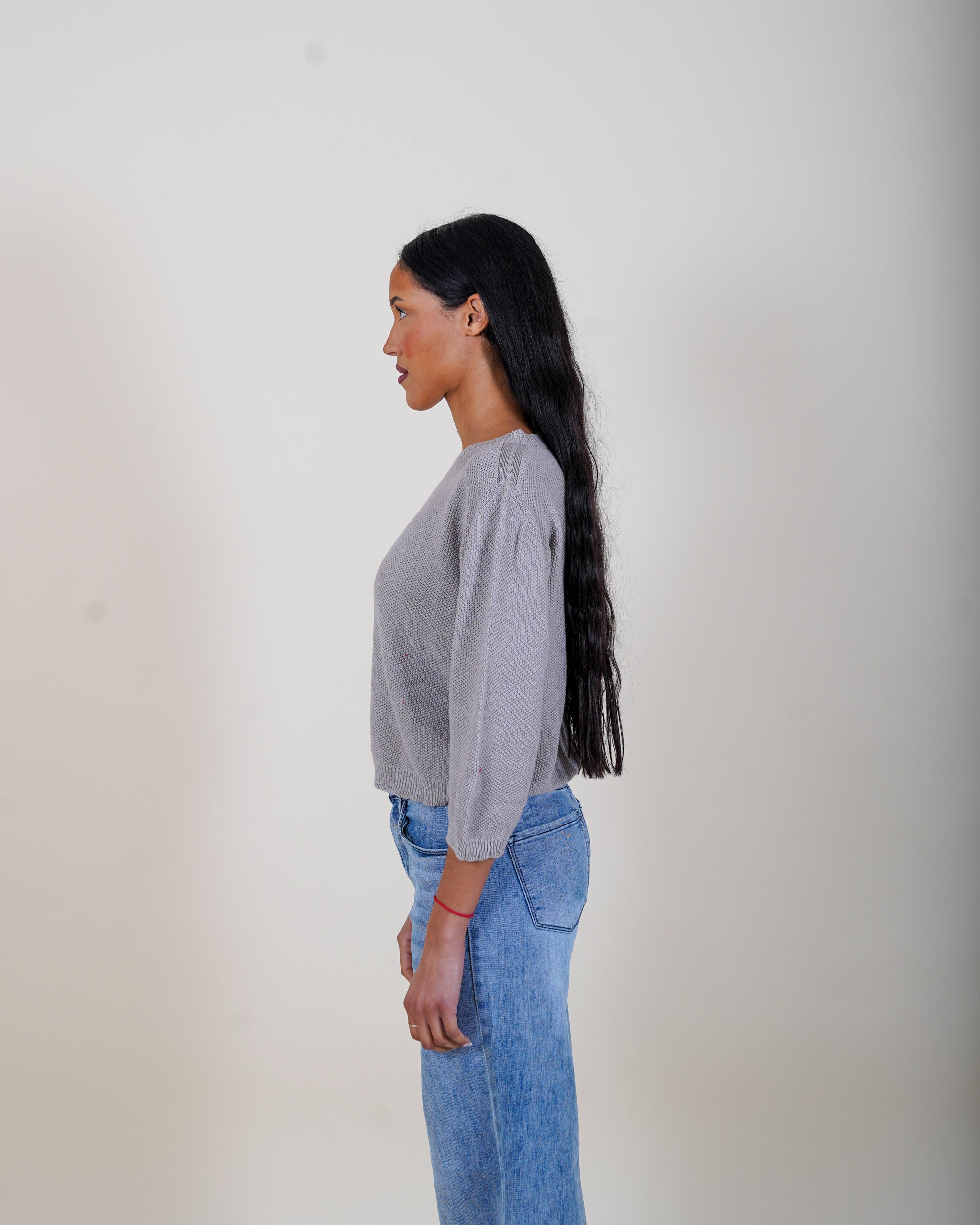 Maglia girocollo in trama punto riso - Petronia