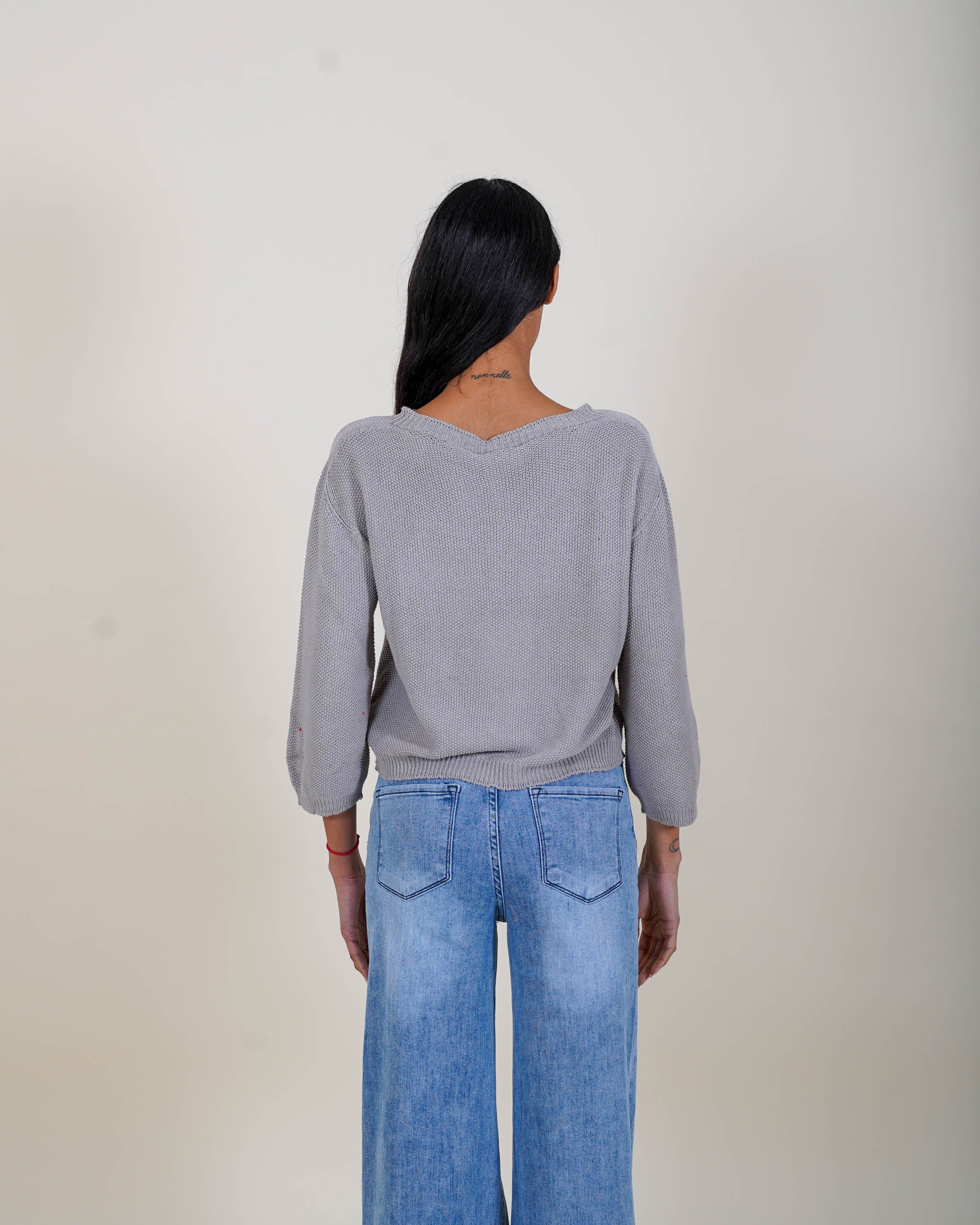 Maglia girocollo in trama punto riso - Petronia