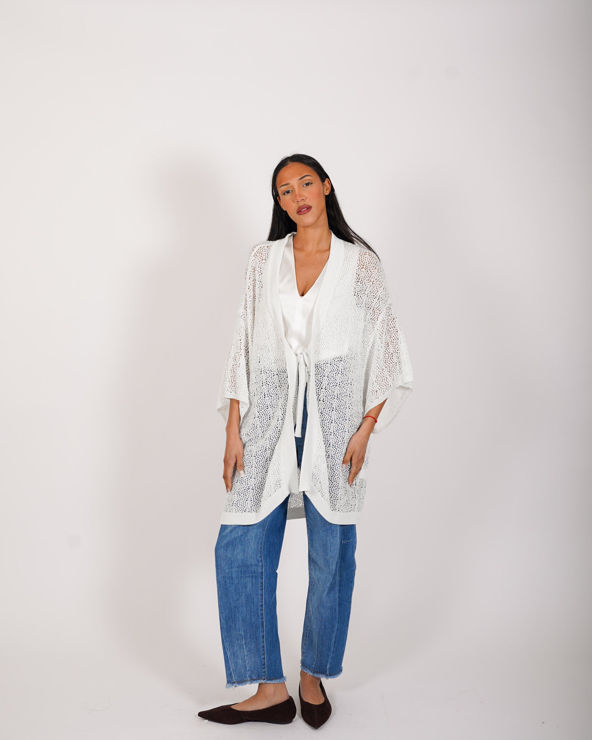 Kimono over in macramè di viscosa - Falaride