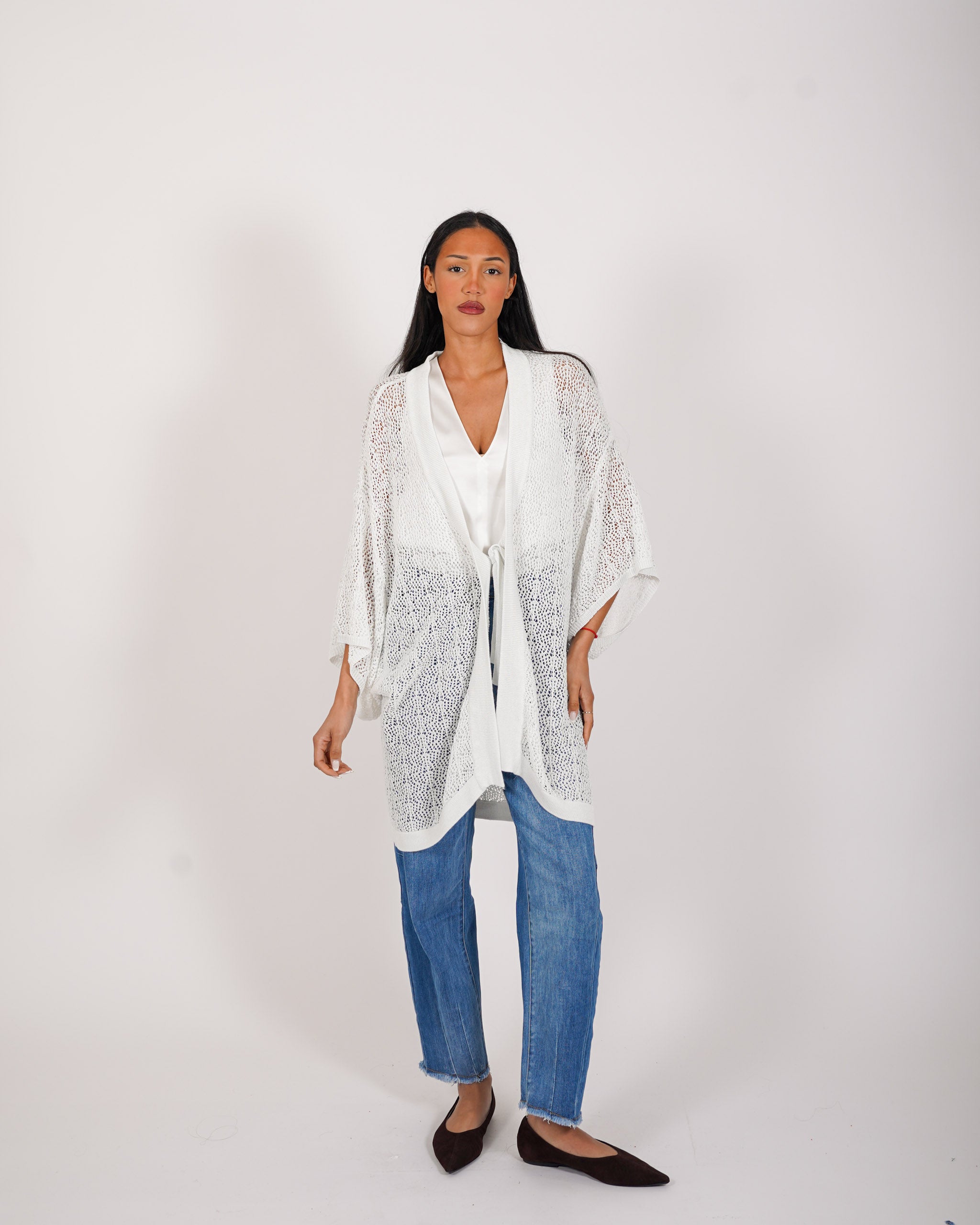 Kimono over in macramè di viscosa - Falaride