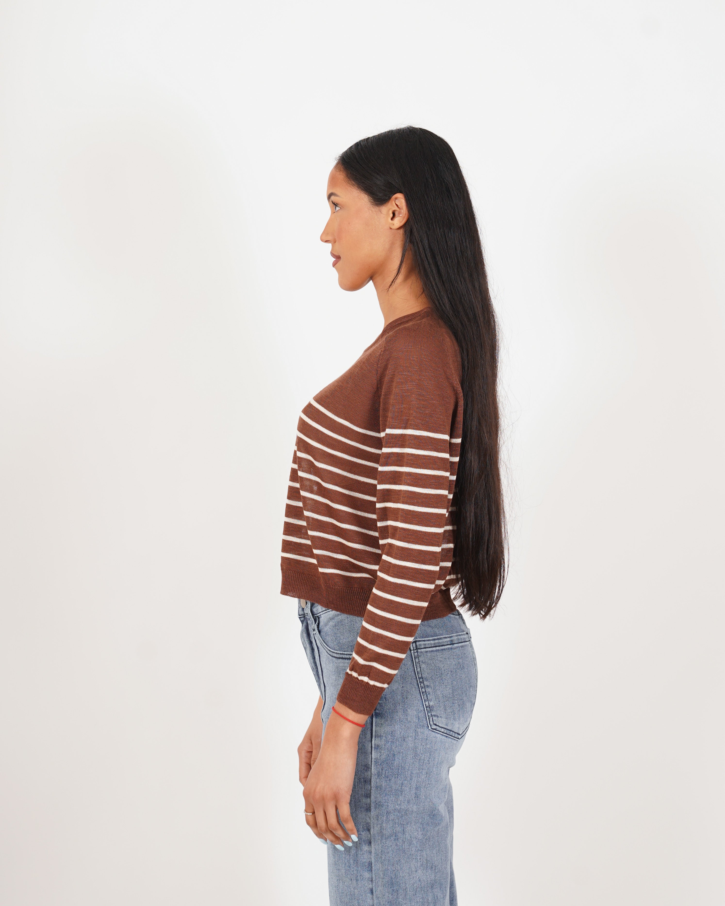 Maglia girocollo rigata in filo - Faraona