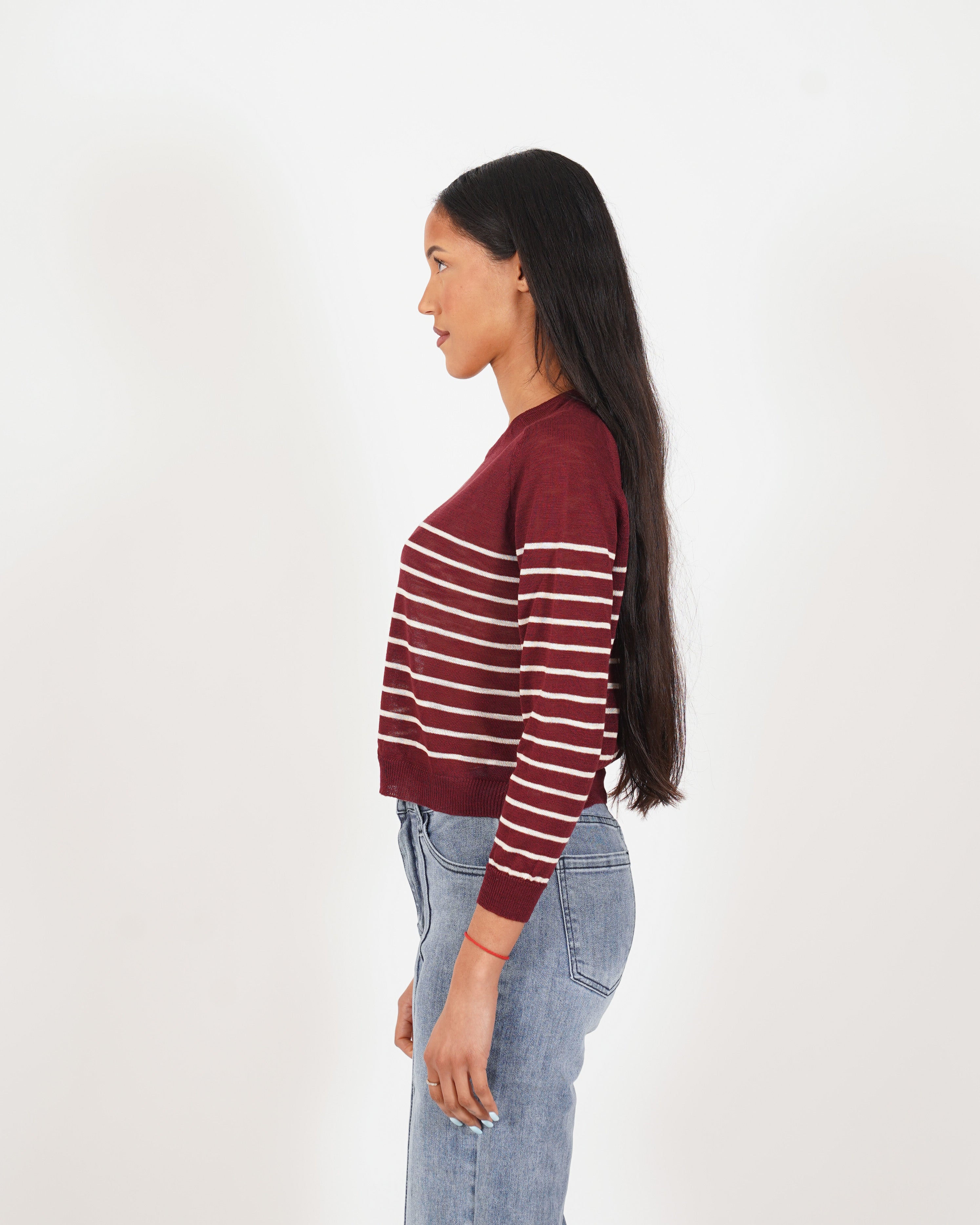Maglia girocollo rigata in filo - Faraona