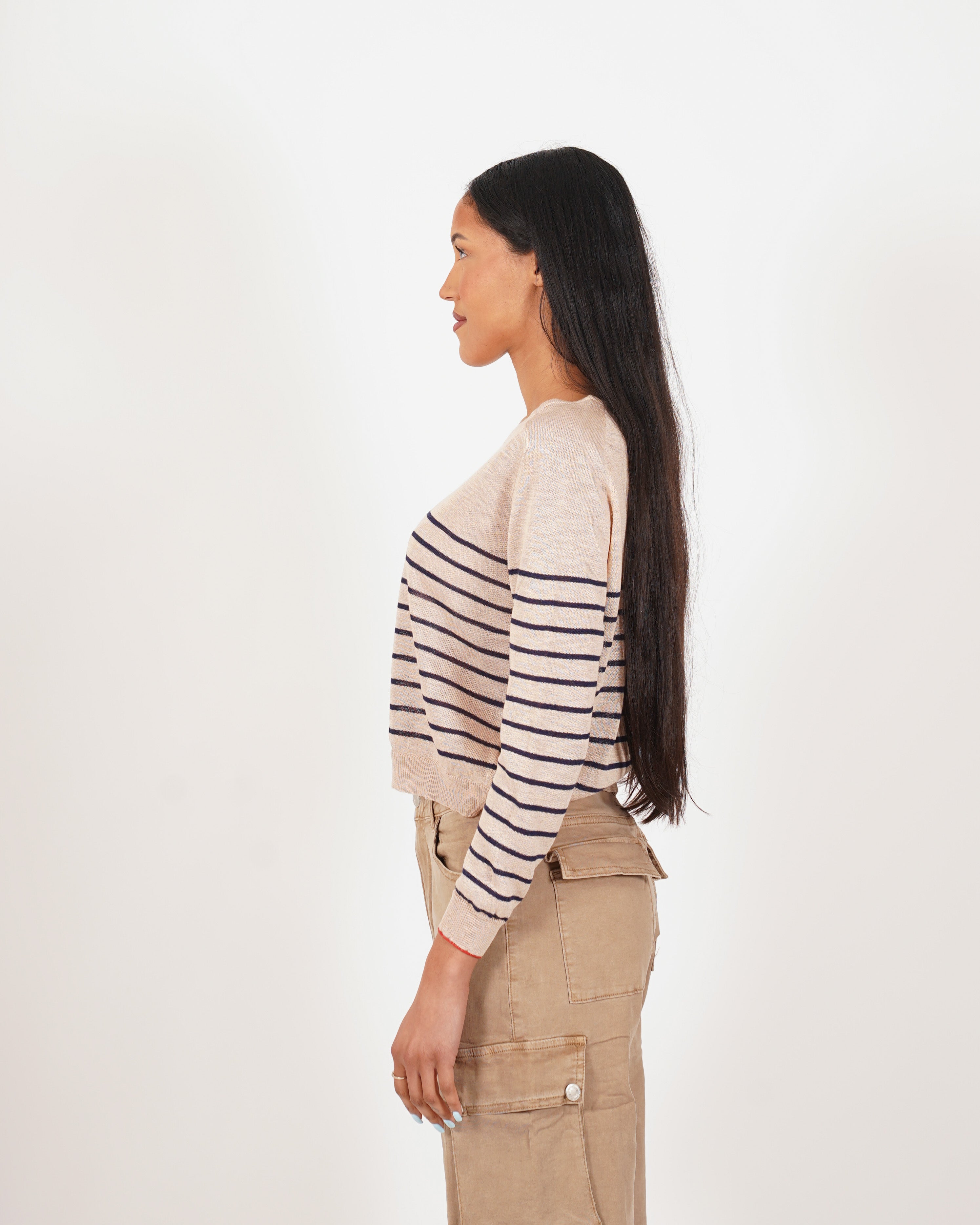 Maglia girocollo rigata in filo - Faraona