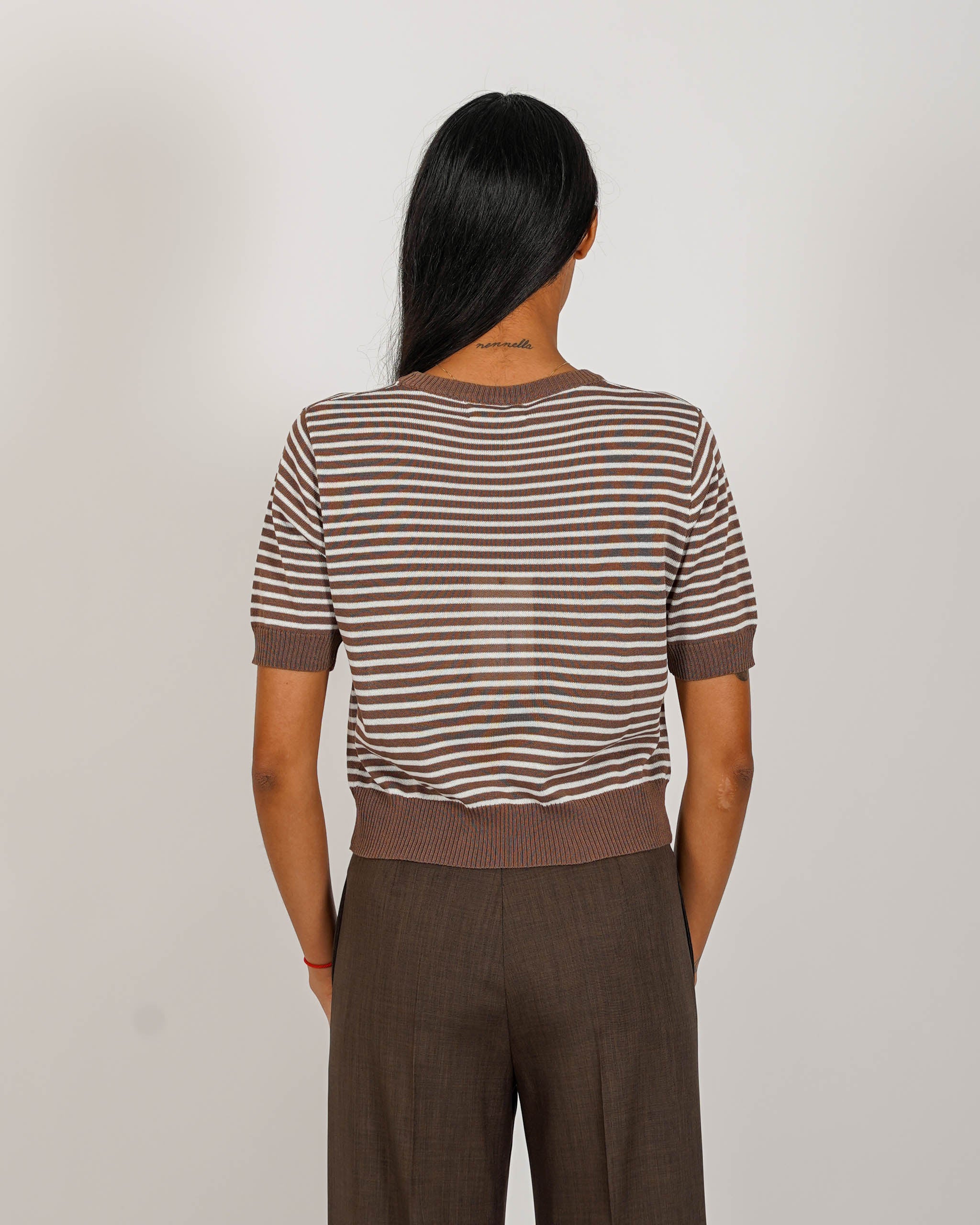 Maglia girocollo a righe in mano viscosa - Fidelia