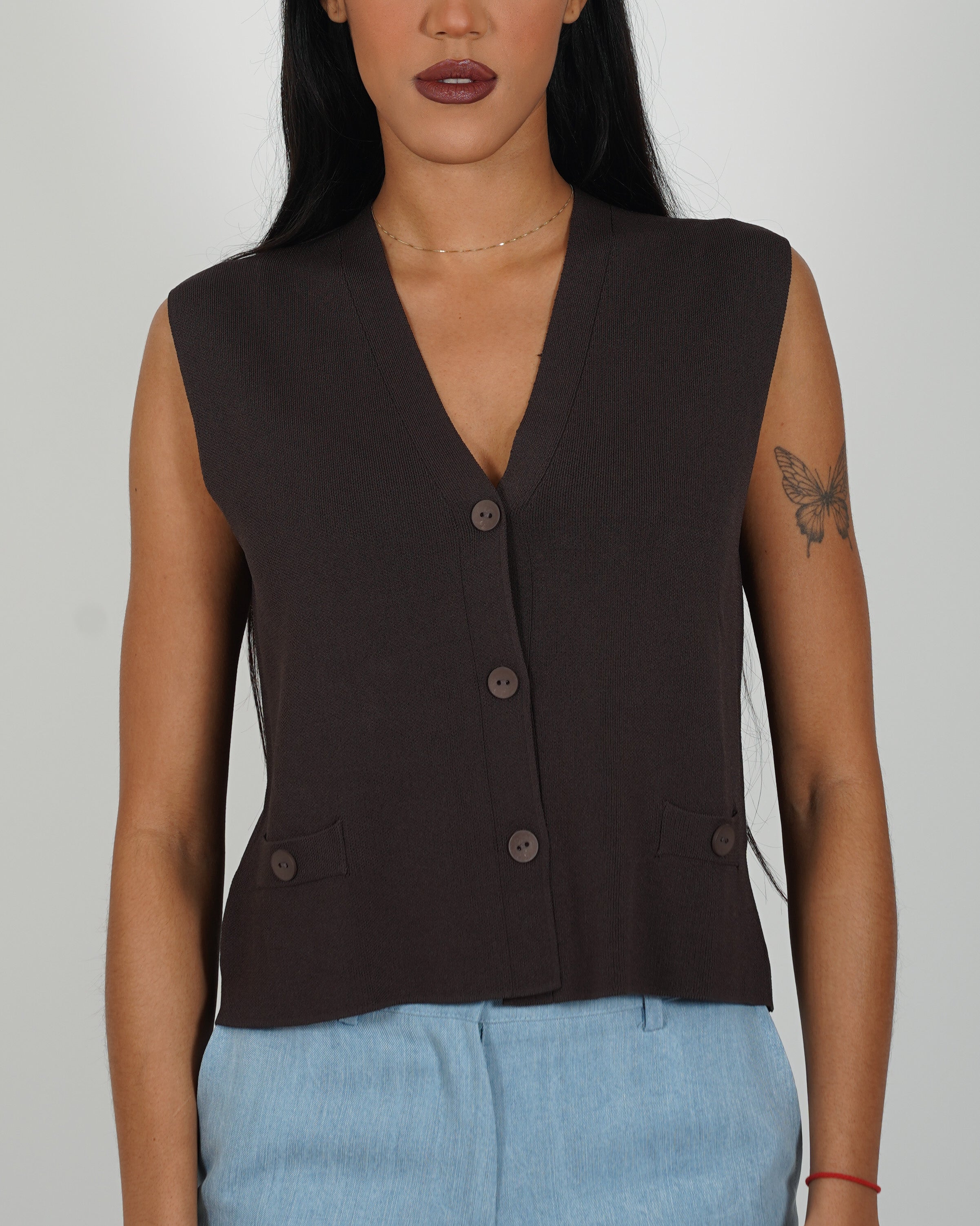 Gilet monopetto in mano viscosa - Macedonia