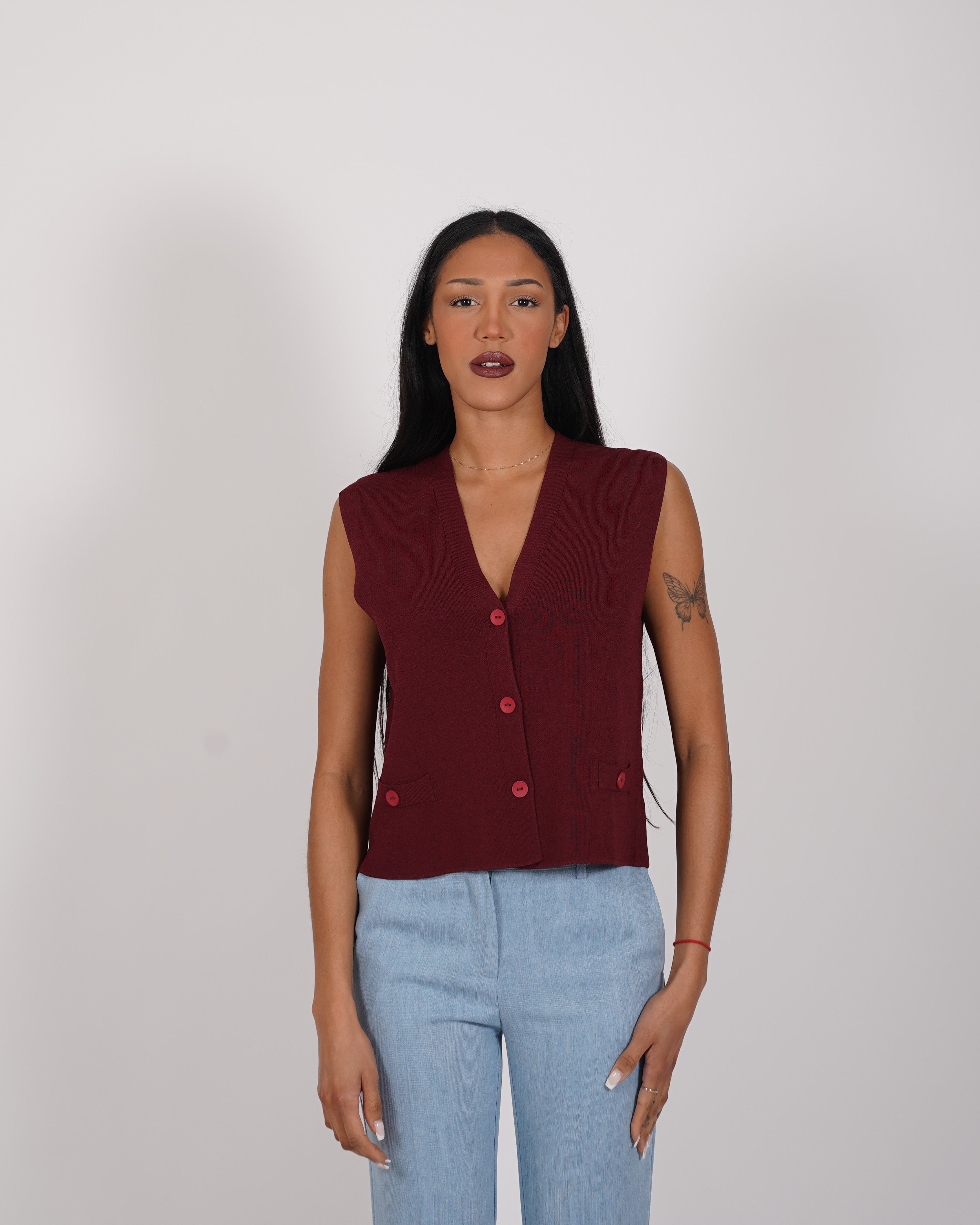 Gilet monopetto in mano viscosa - Macedonia