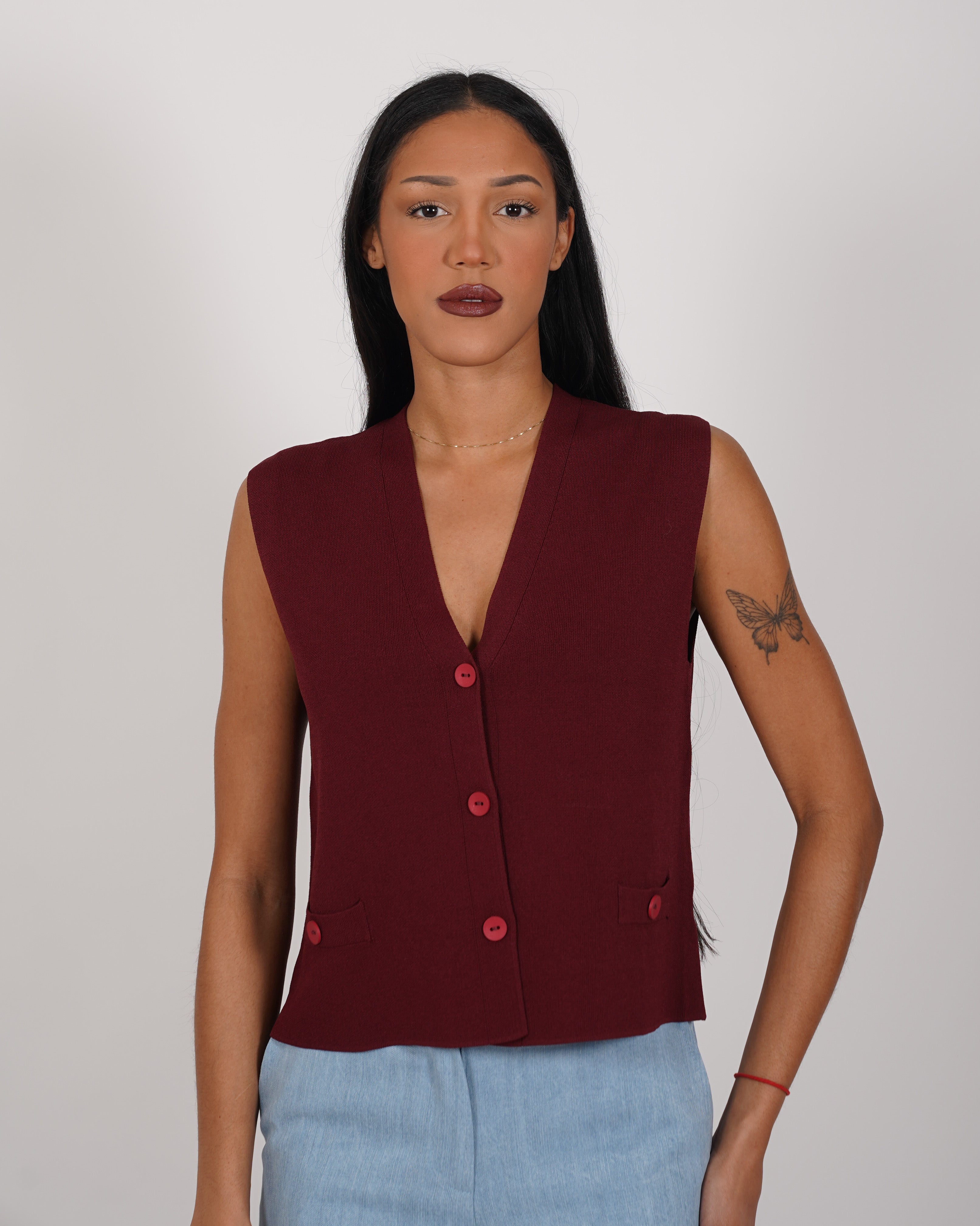 Gilet monopetto in mano viscosa - Macedonia