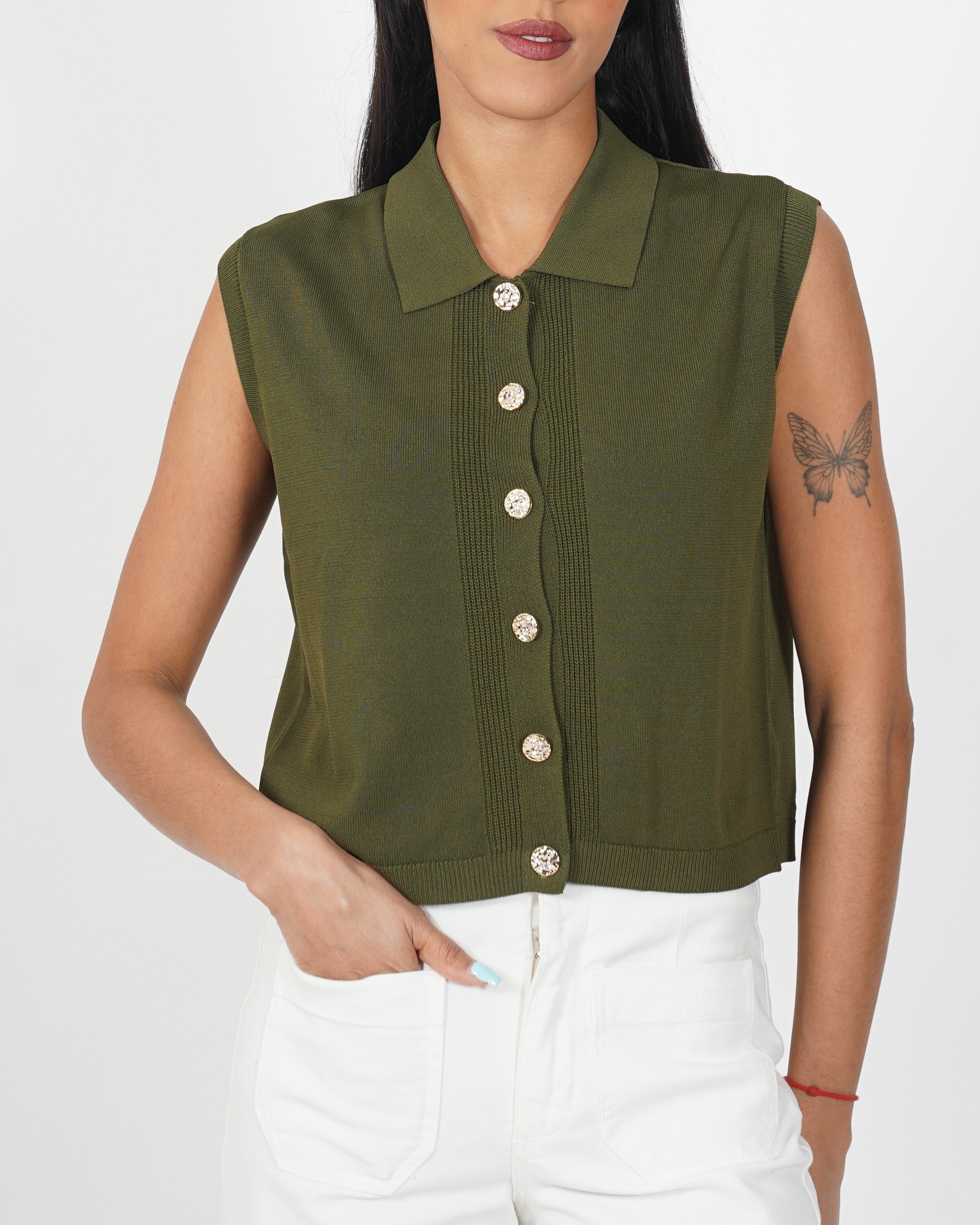 Gilet con bottoni oro in mano viscosa - Maggiorana