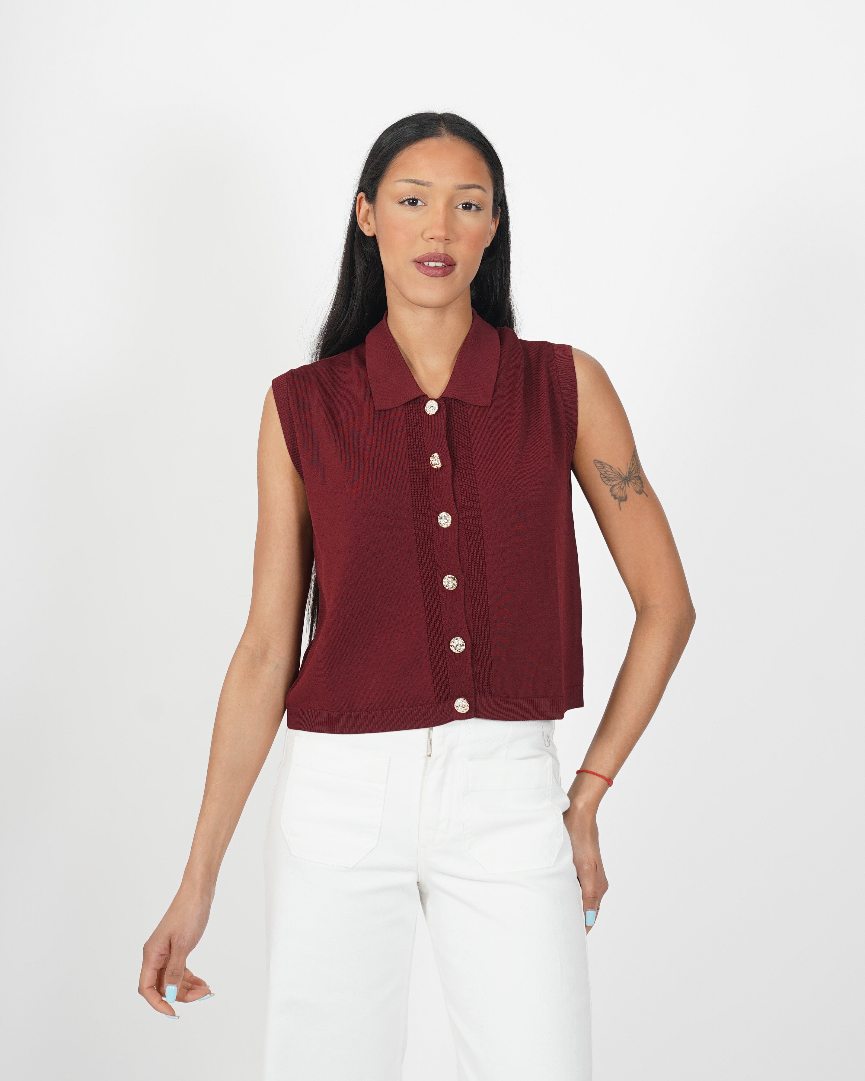 Gilet con bottoni oro in mano viscosa - Maggiorana