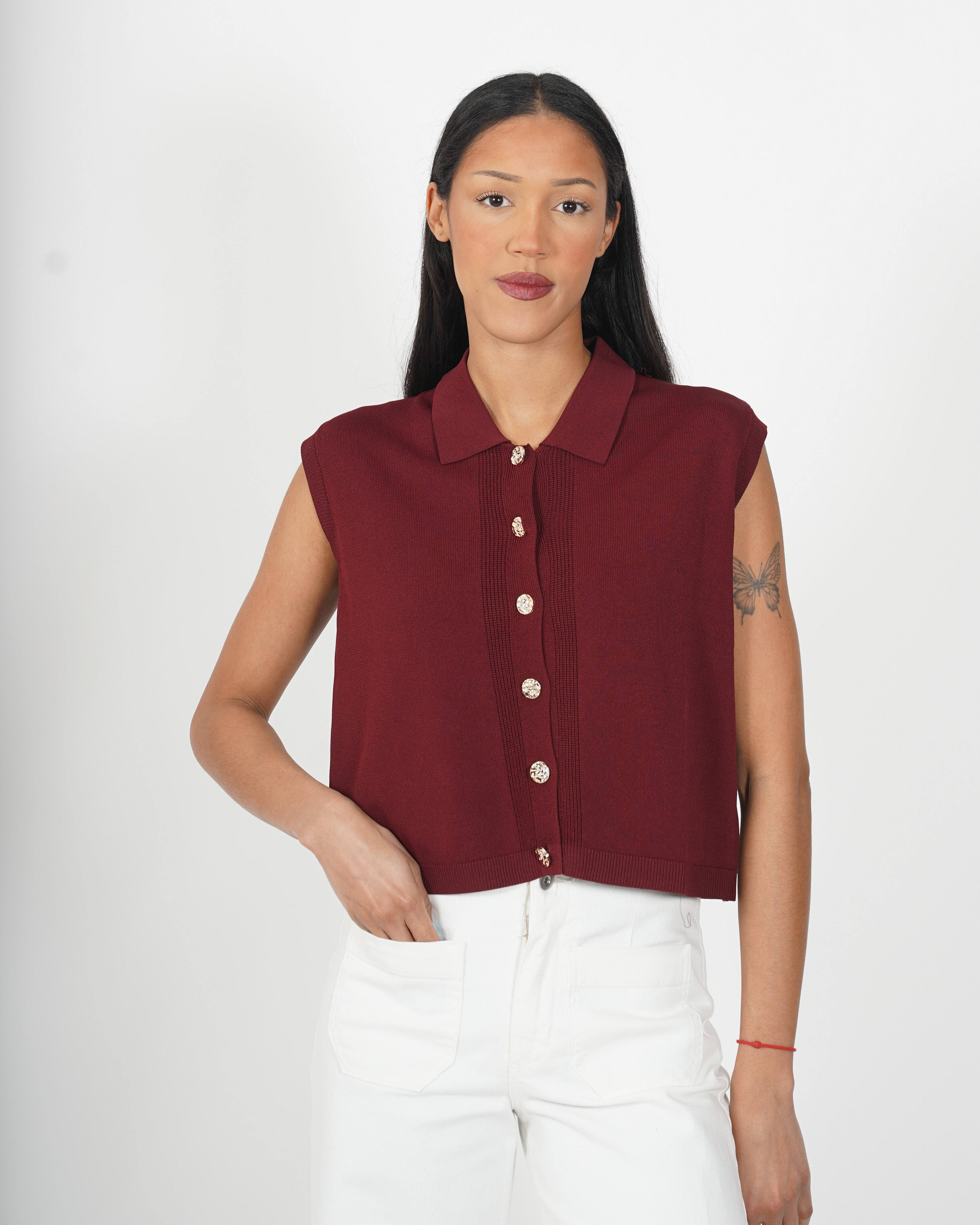 Gilet con bottoni oro in mano viscosa - Maggiorana