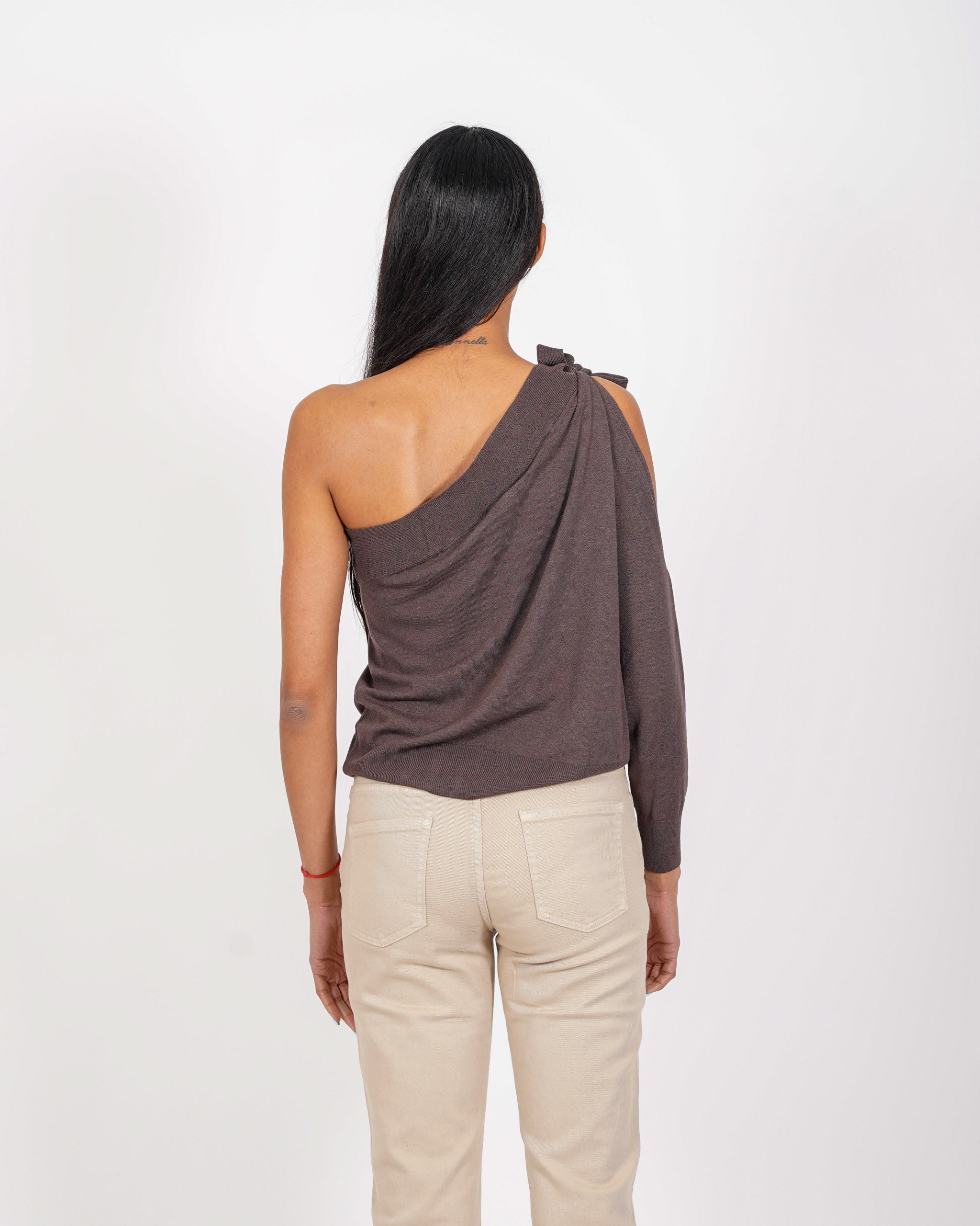 Maglia monospalla con fiocco in mano viscosa - Medarda